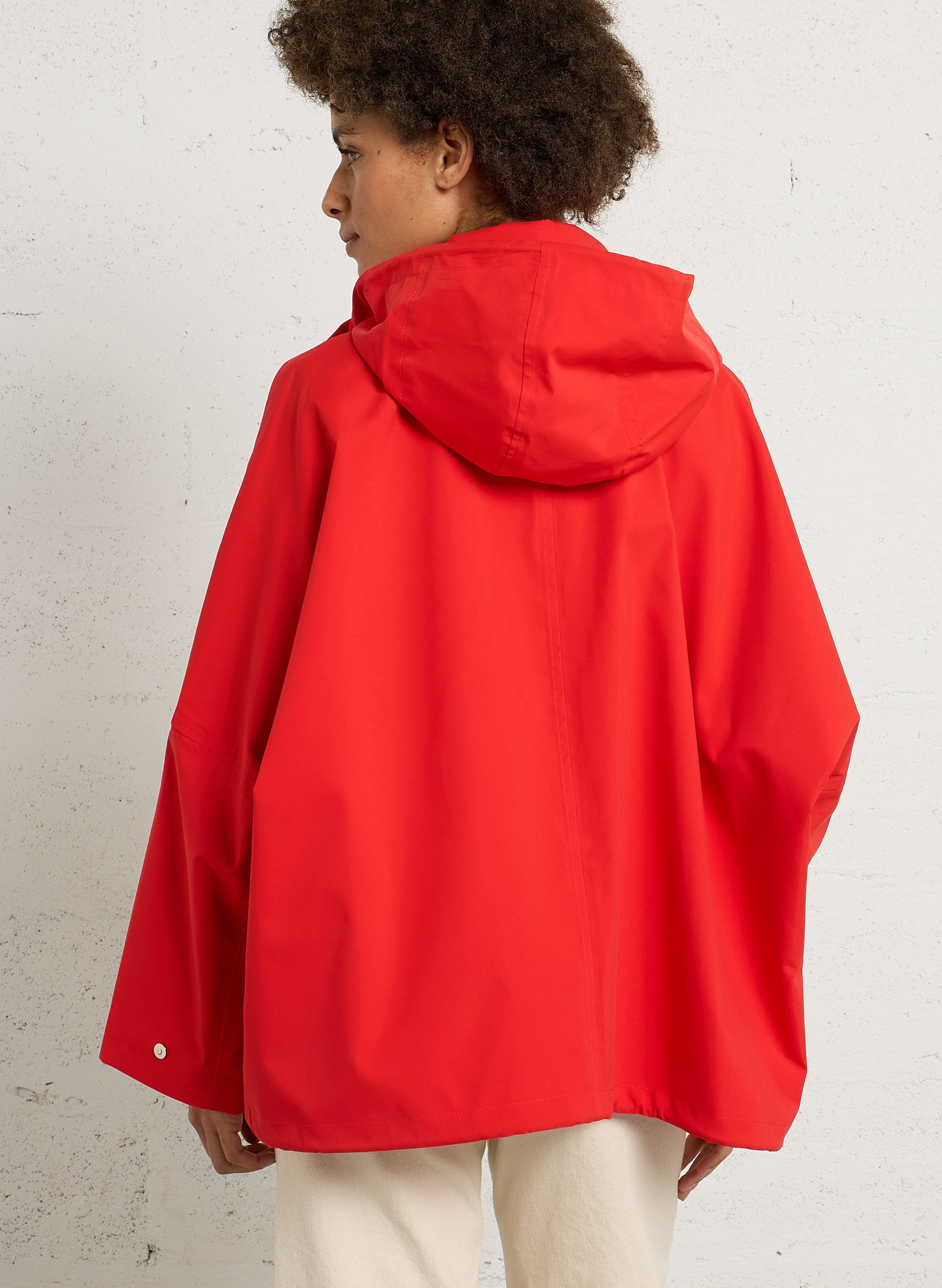 Buttoned and zipped high-neck fitted raincoat FLOTTE Red