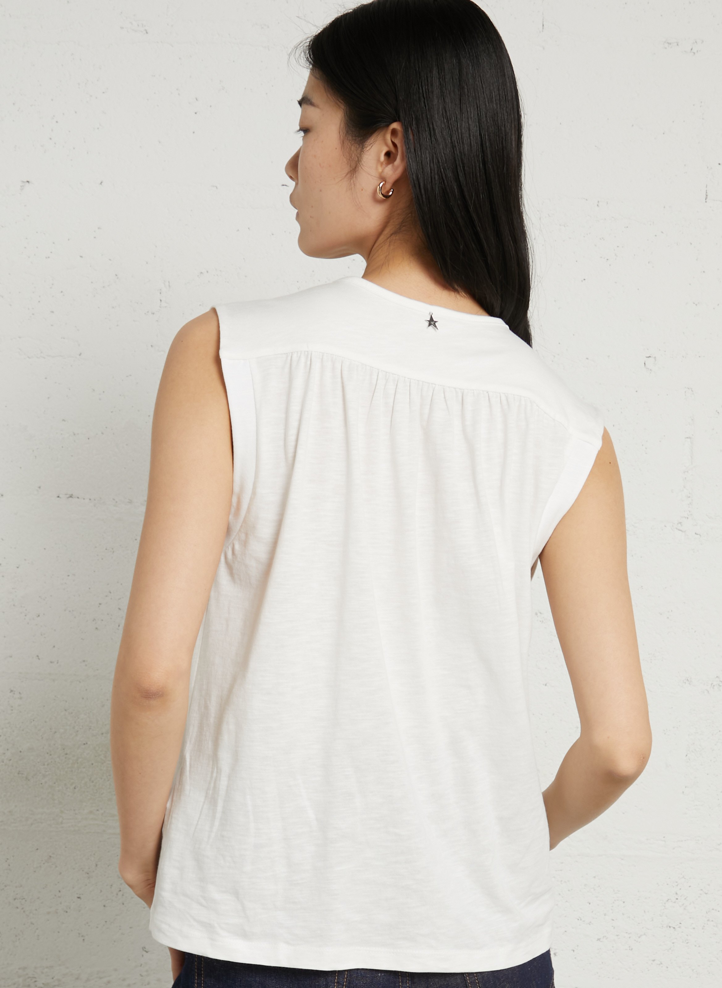 Weit geschnittenes T-Shirt aus Baumwoll-Mix mit V-Ausschnitt SUD EXPRESS Beige