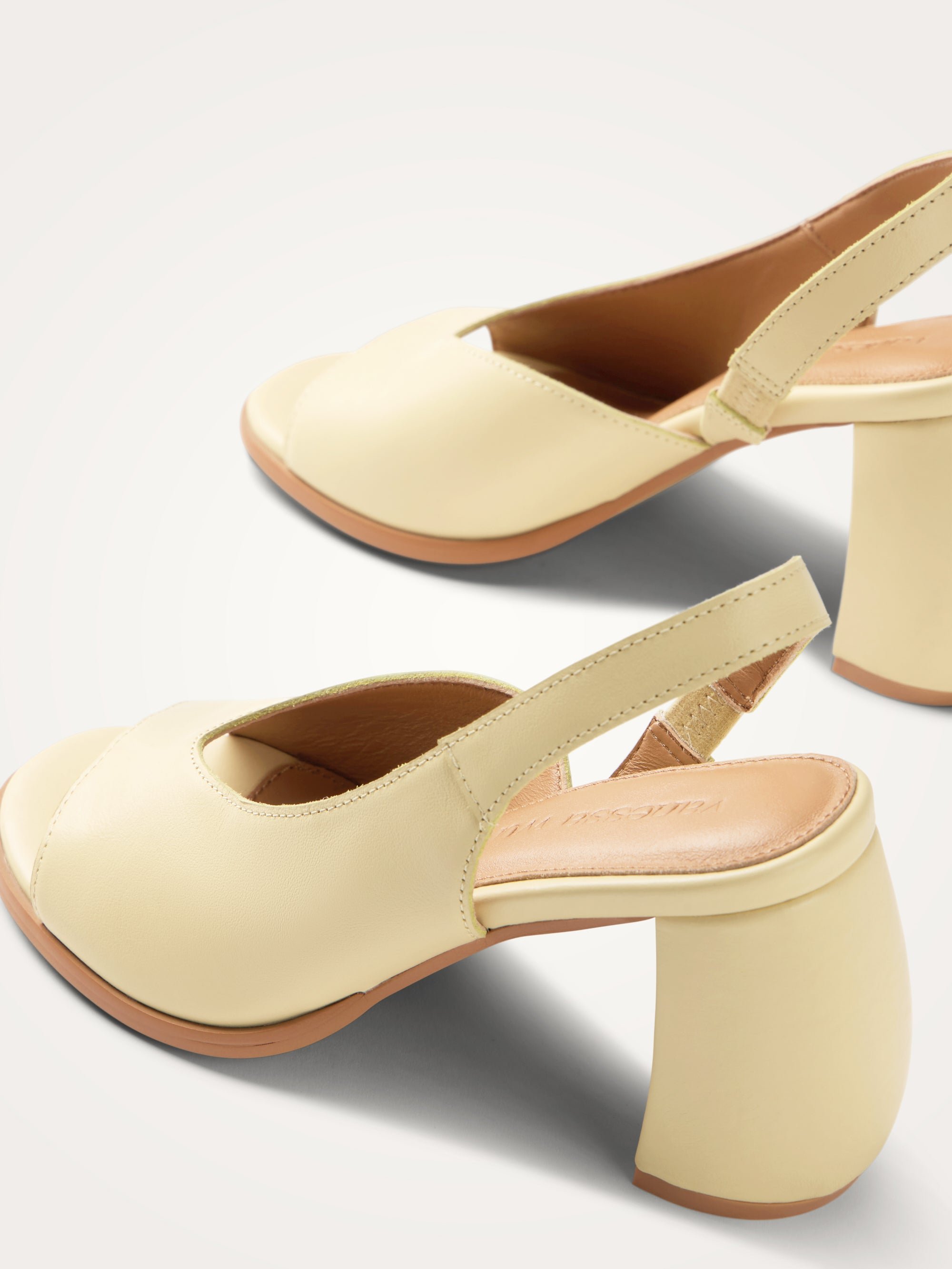 Sandals with ankle strap and half-moon heel in leather VANESSA WU Yellow