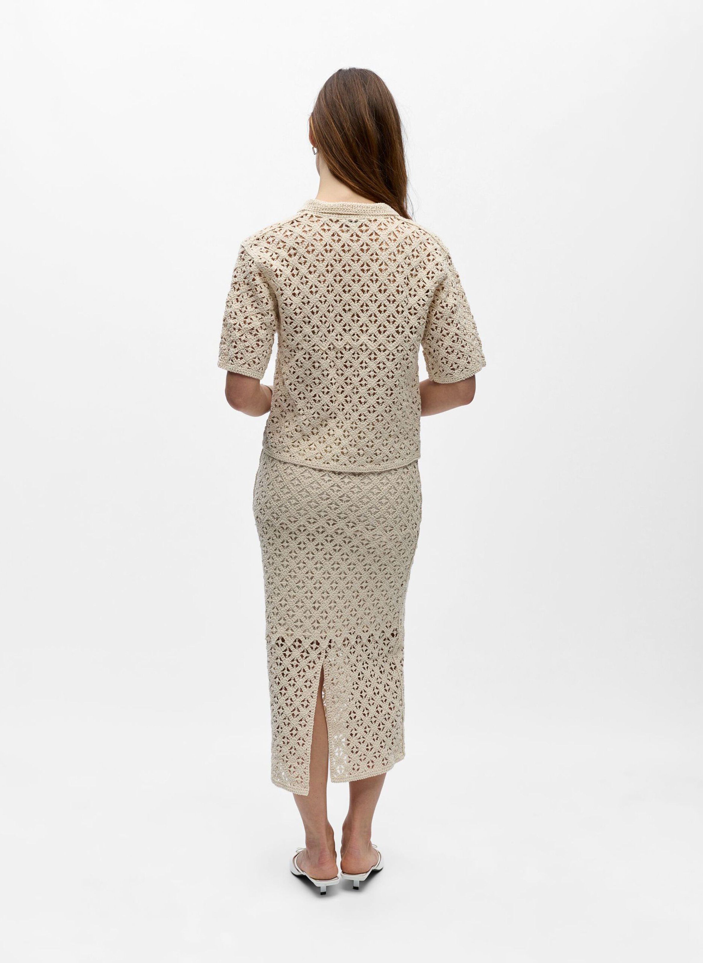 Organic cotton midi skirt OBJECT Beige