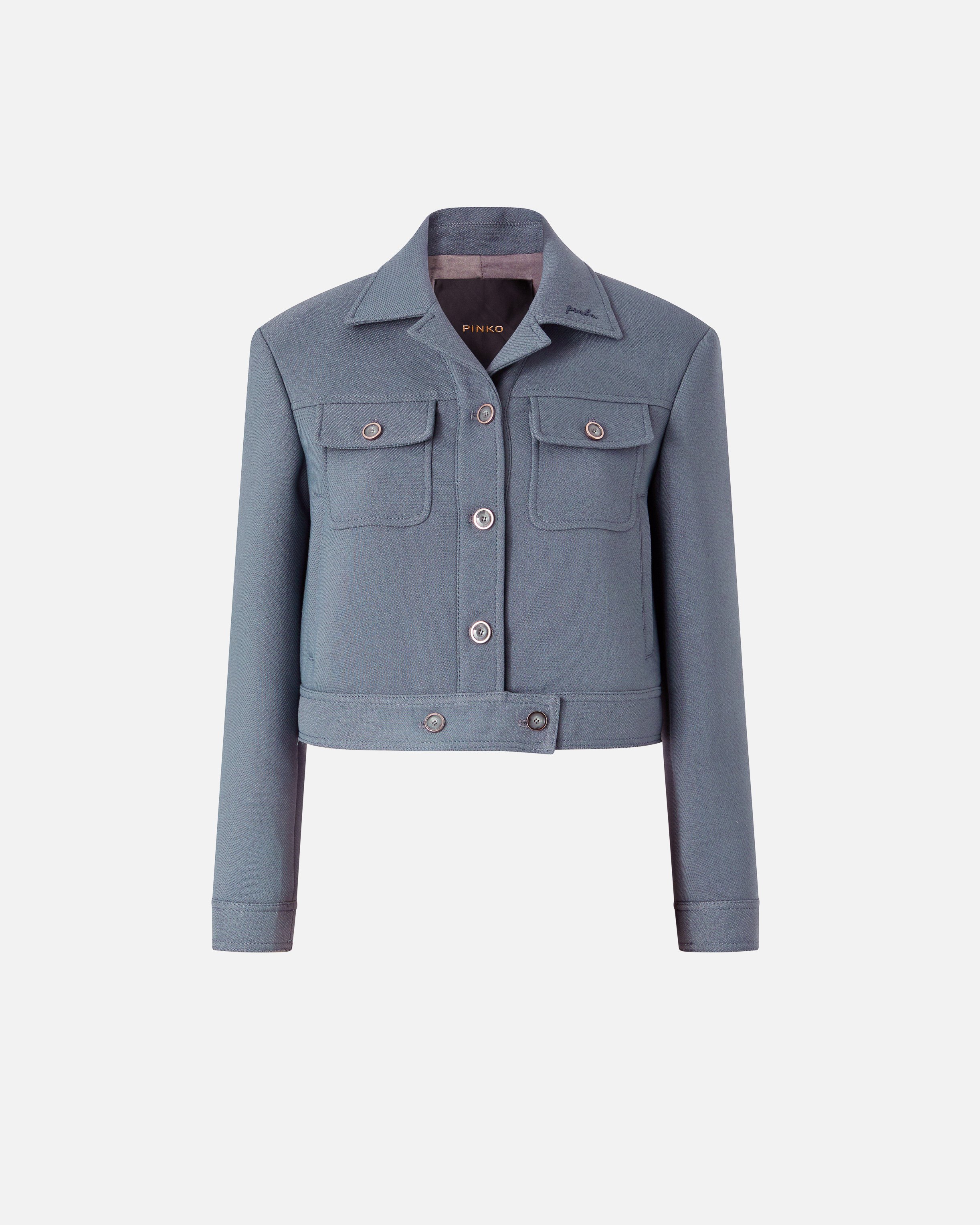 Blouson cropped avec surpiqûres PINKO Gris