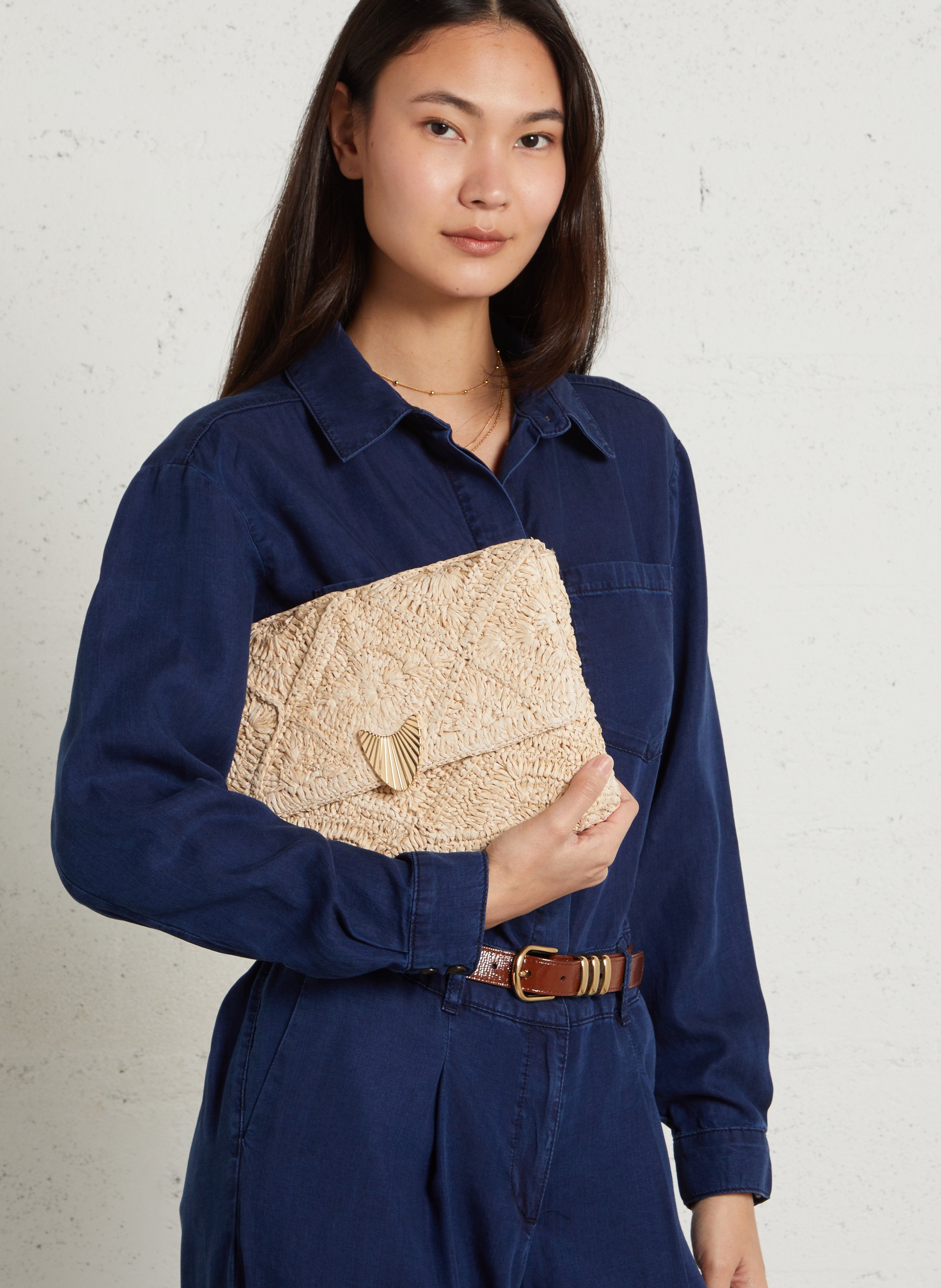 Avondclutch van riet MAISON 123 Wit