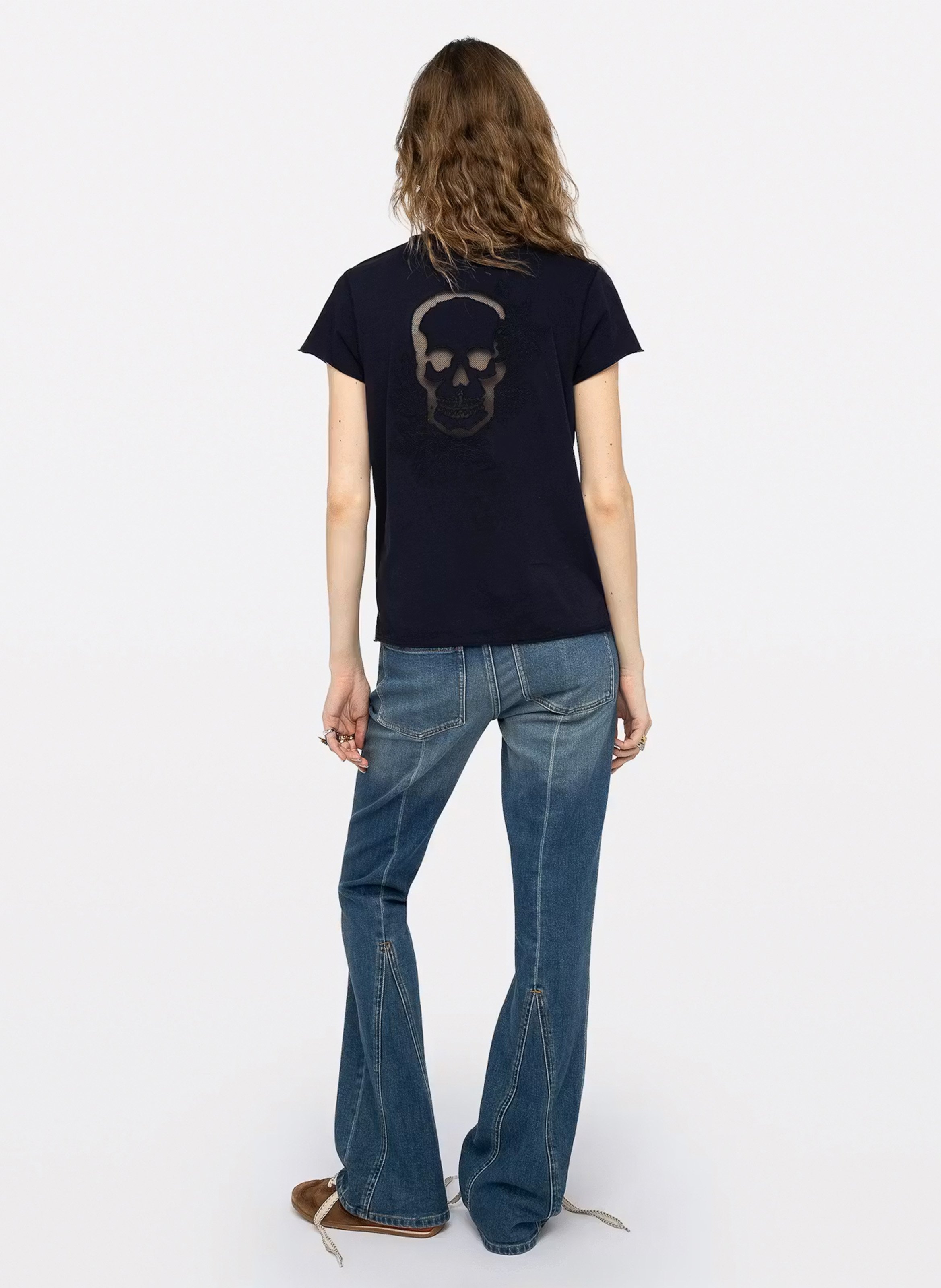 T-shirt van biokatoen met V-hals ZADIG&VOLTAIRE Blauw