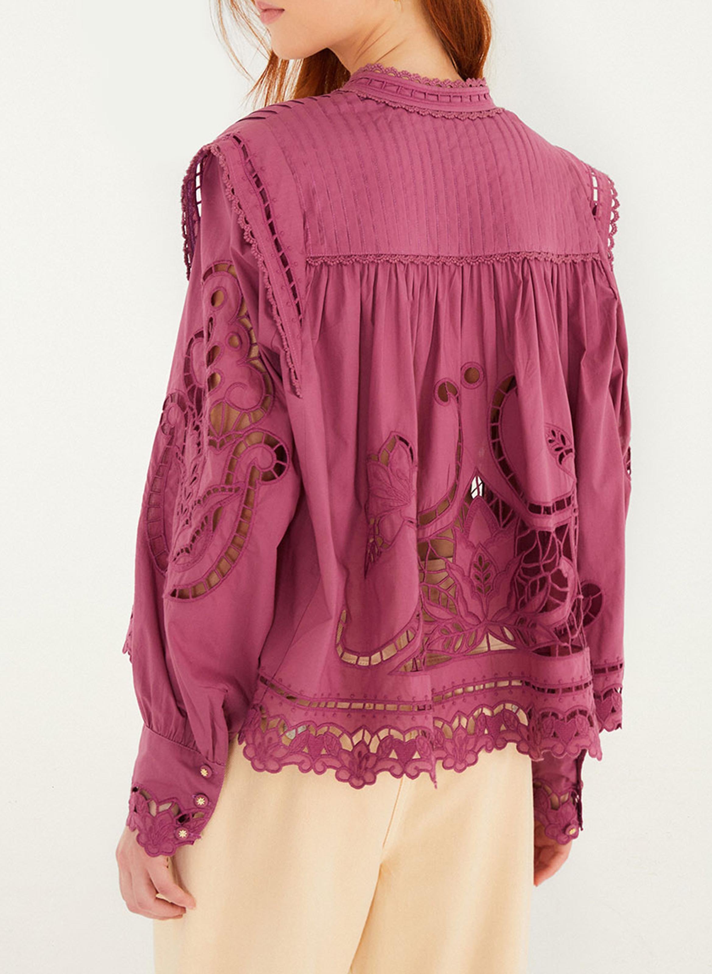 Embroidered round-neck blouse FARM RIO Pink