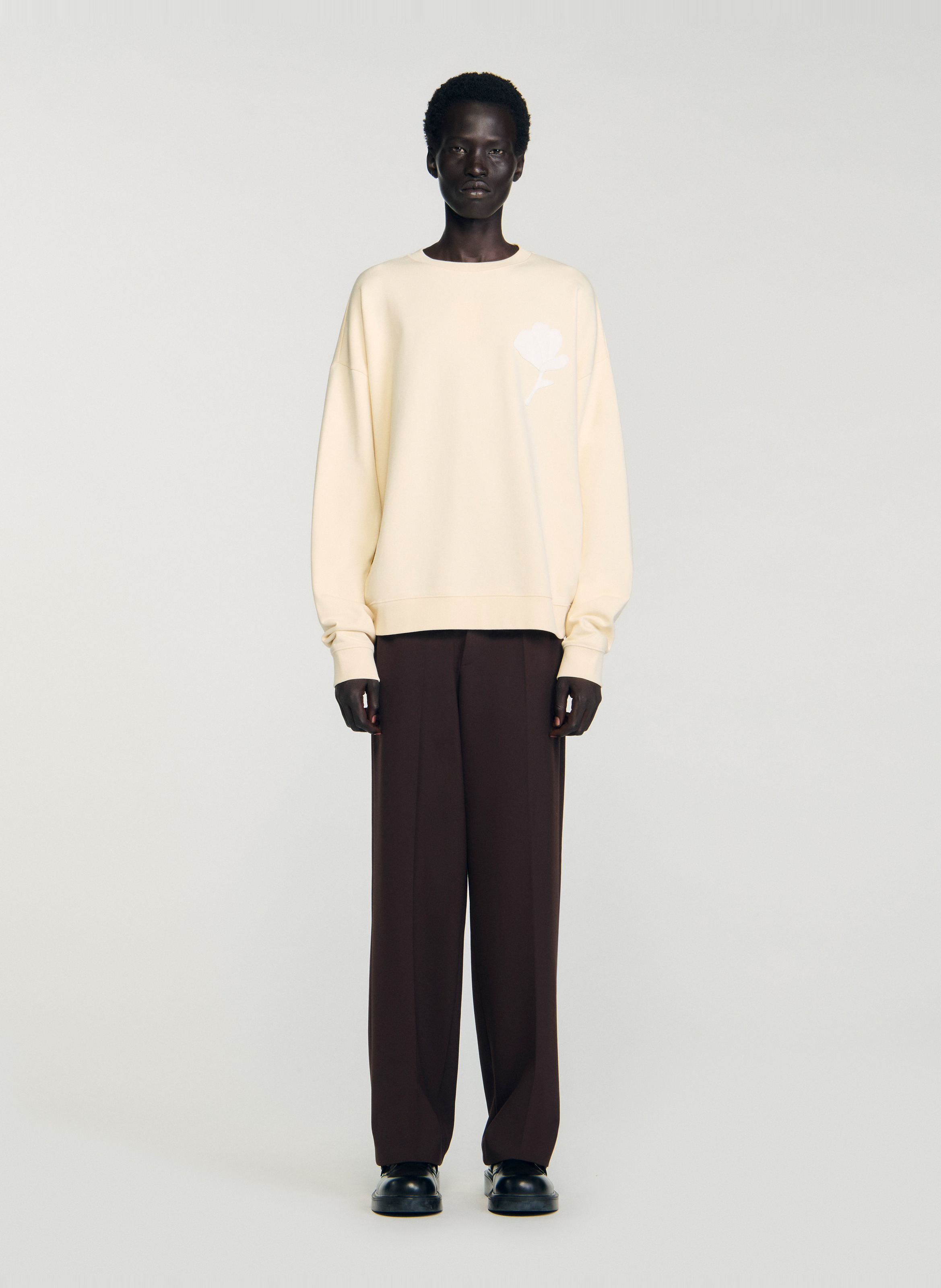 Effen T-shirt SANDRO Beige