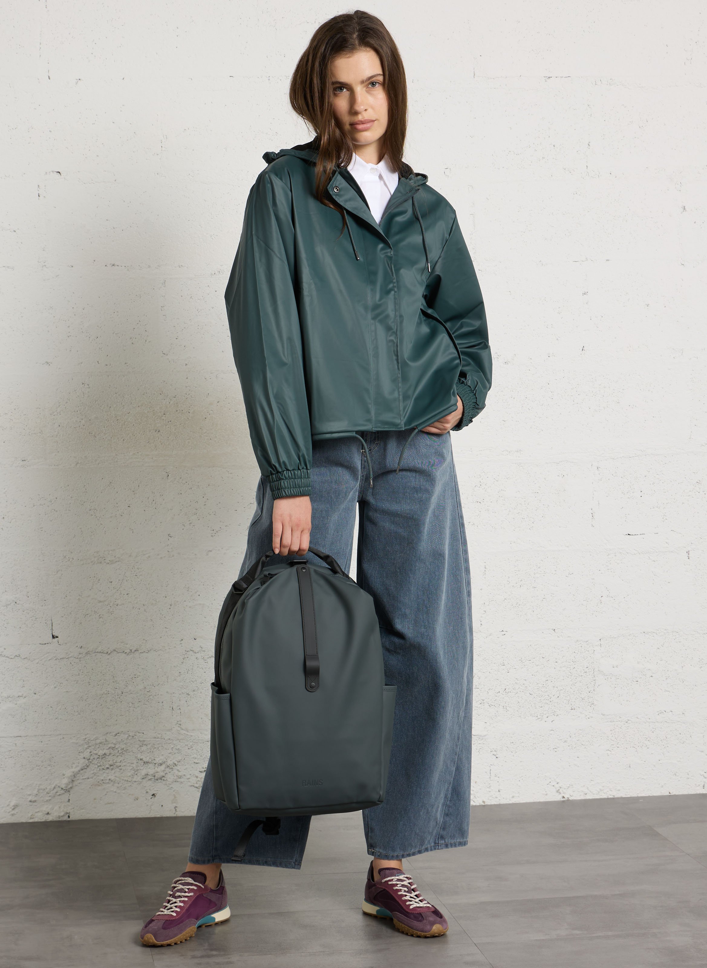 Einfarbiger Rucksack RAINS Grau