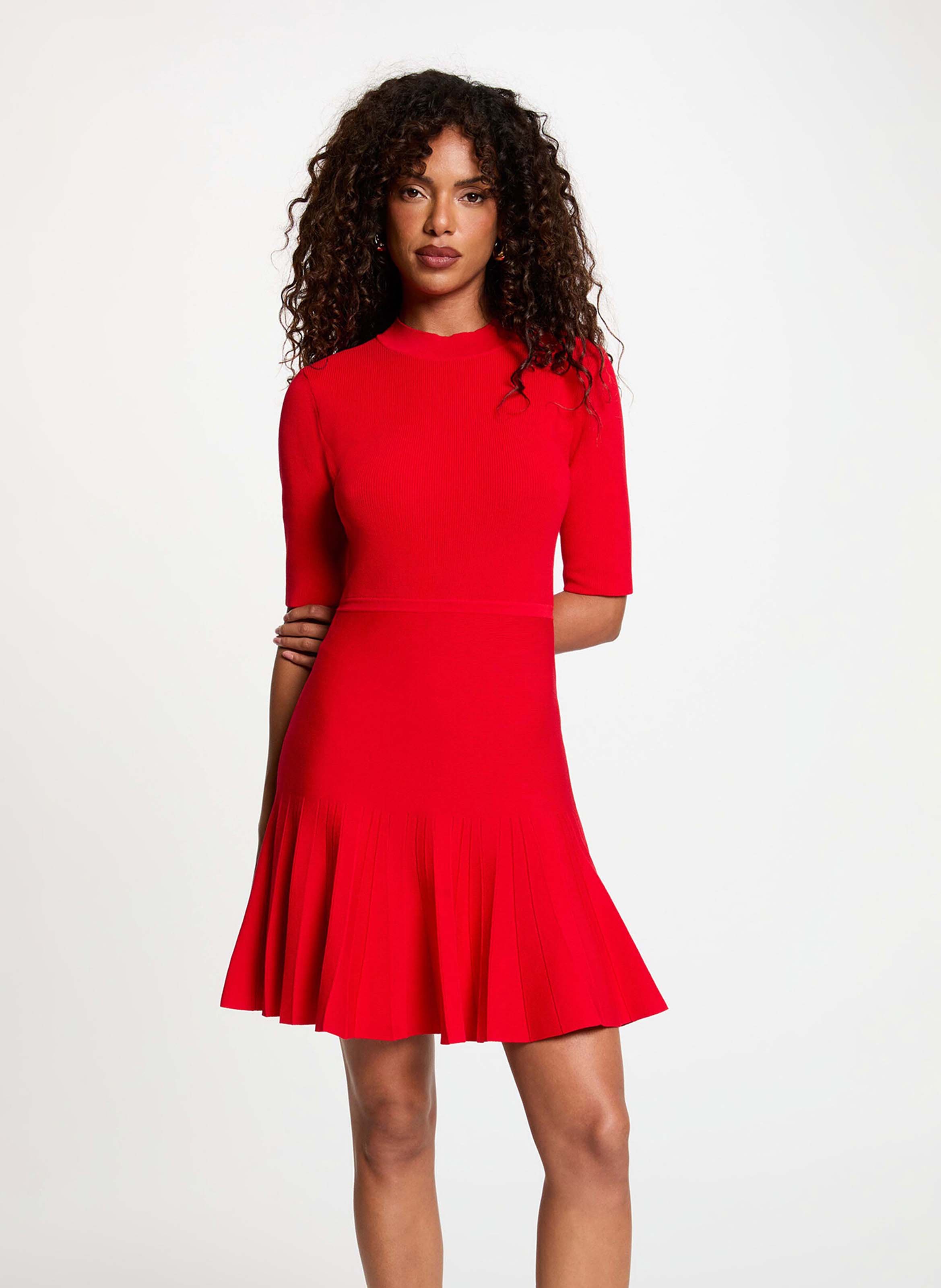 Robe courte évasée unie MORGAN Rouge