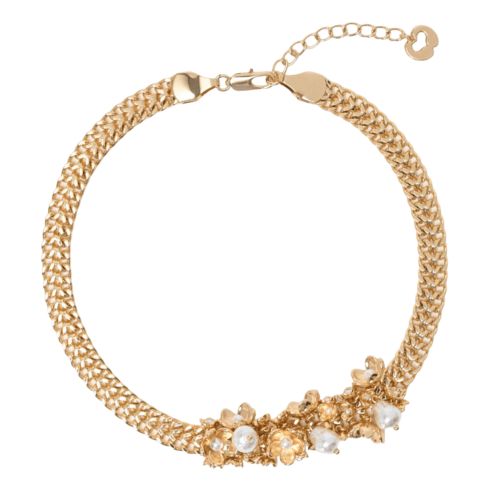 Ketting met parel bloemen MAJE Goudkleurig