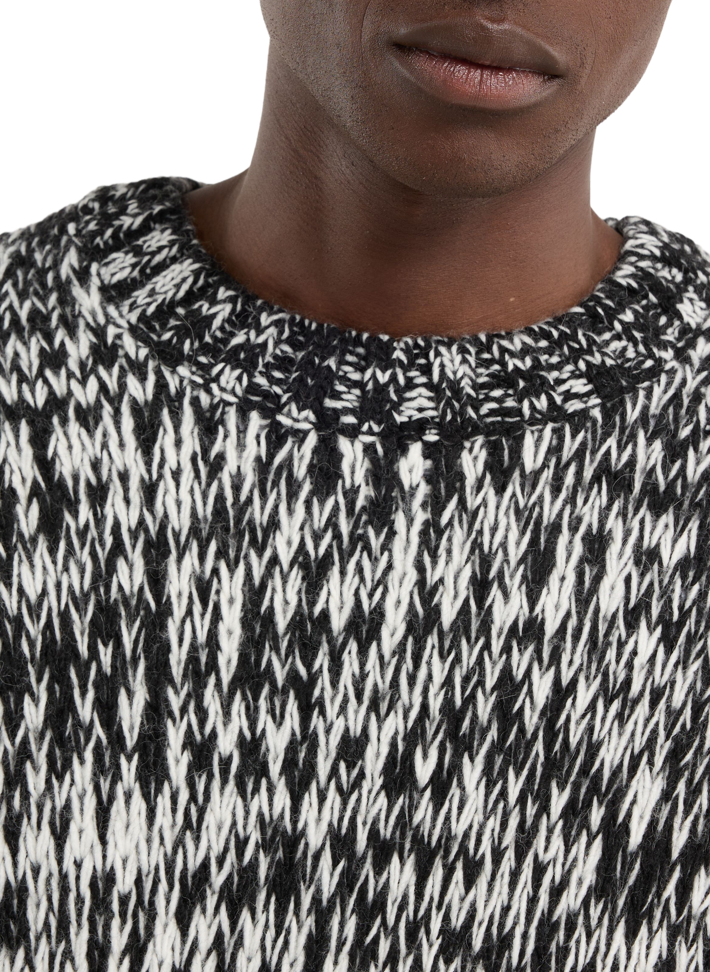 Round-neck heathered knit sweater SAISON 1865 Black