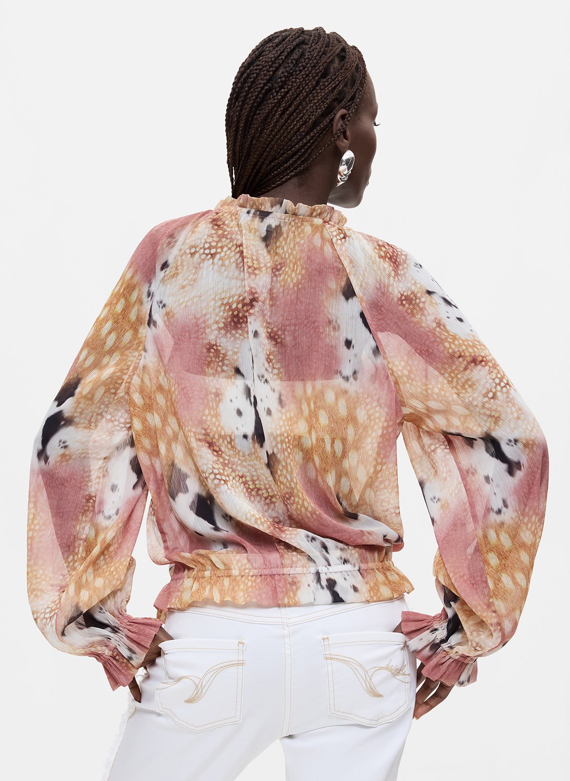 Bedrucktes Bluse mit Rundhalsausschnitt DESIGUAL Weiss