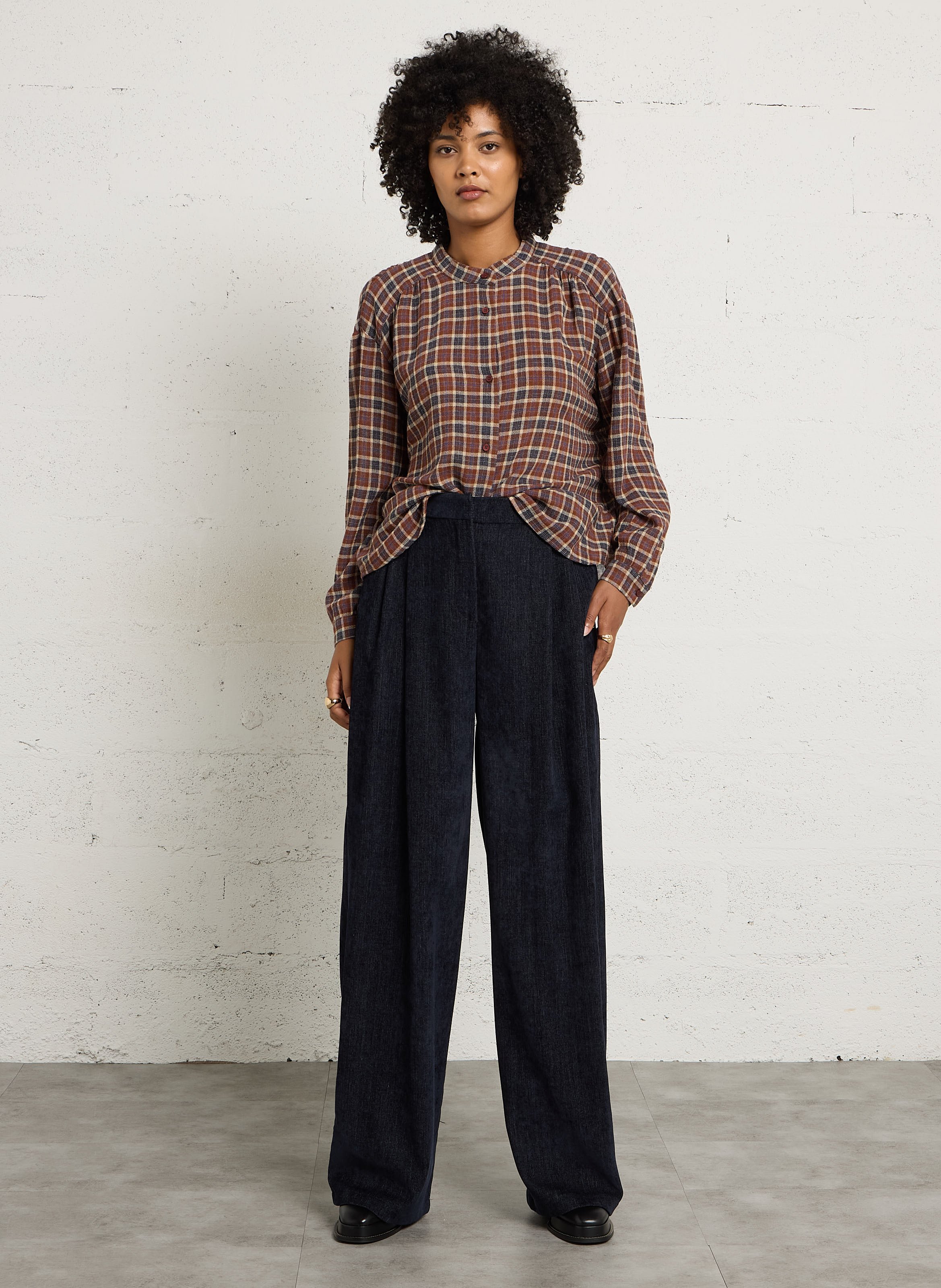 High-waisted wide-leg pants PLEASE Blue