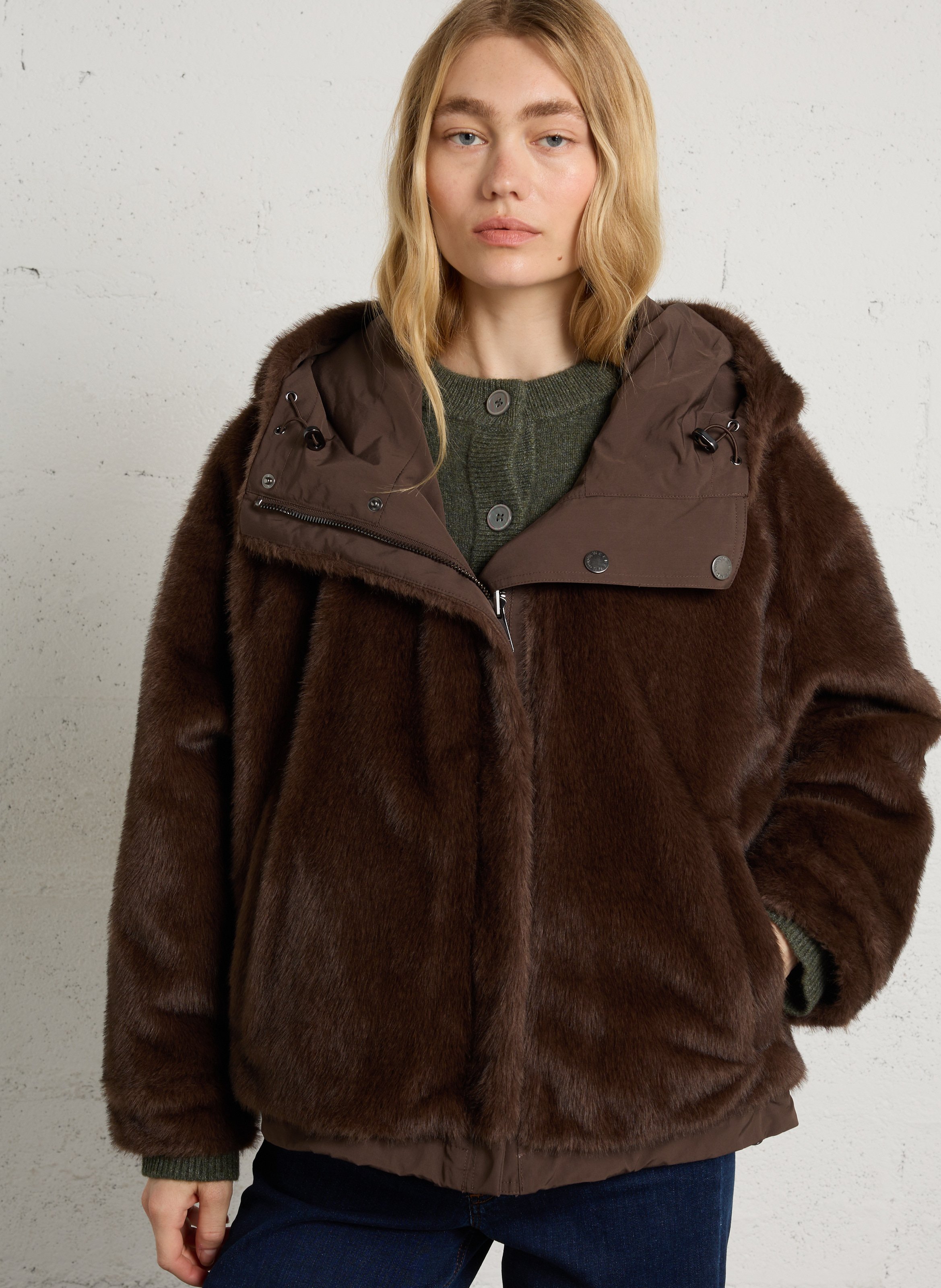 Gerader Wendelmantel mit Kapuze MAX MARA WEEK END Braun