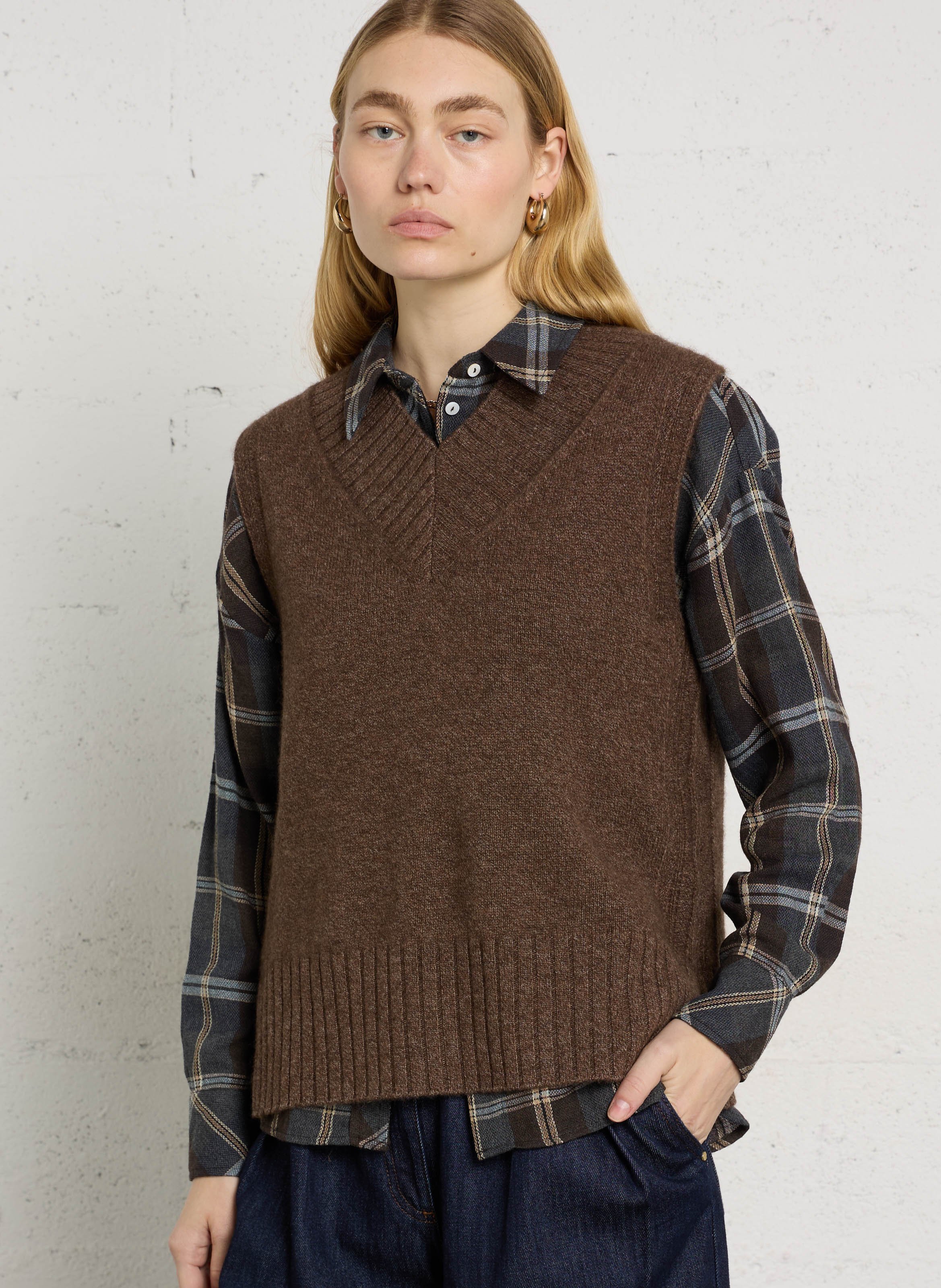 V-neck wool sweater MAISON 123 Grey