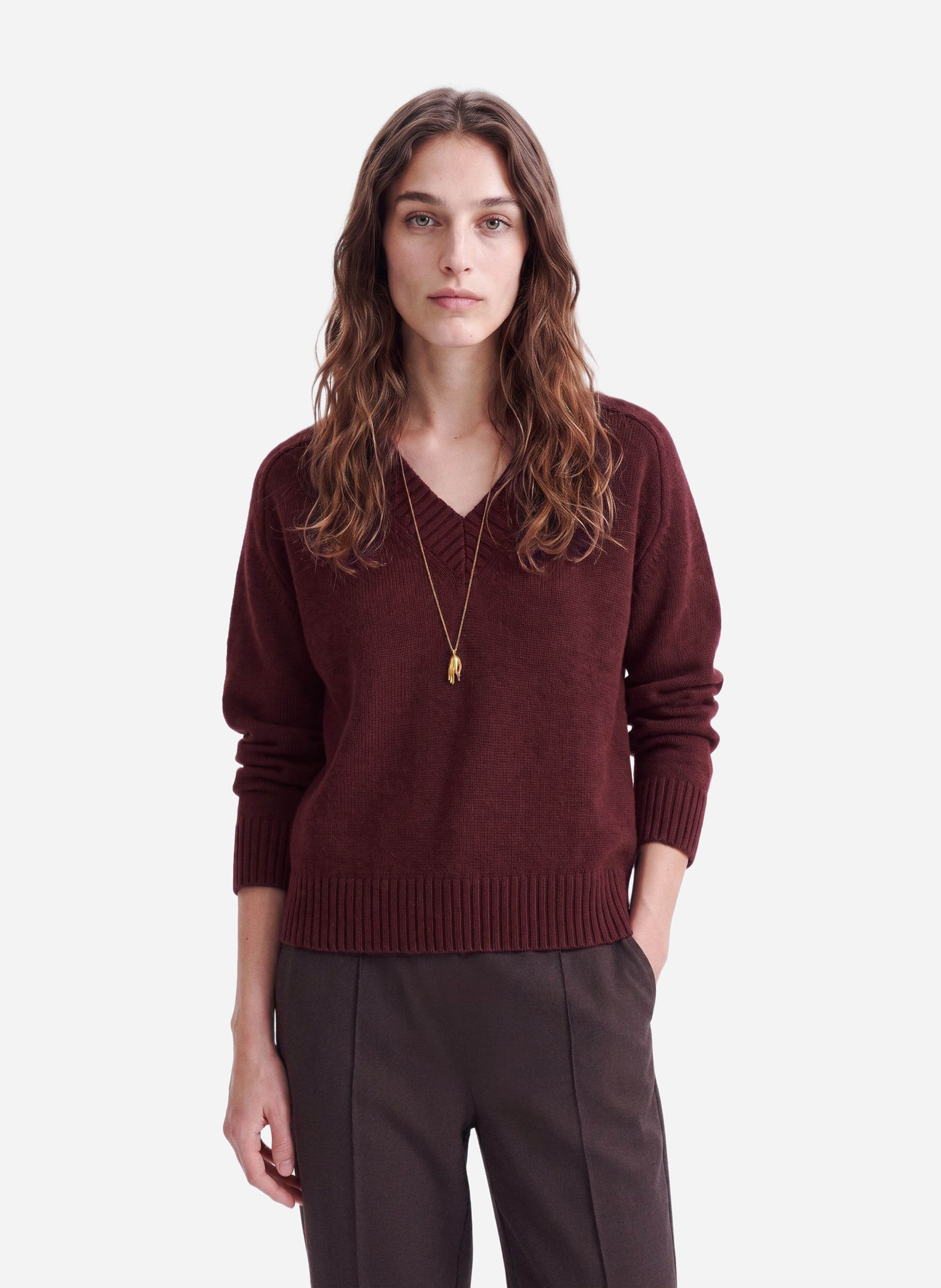 Pull col V e laine VANESSA BRUNO Rouge