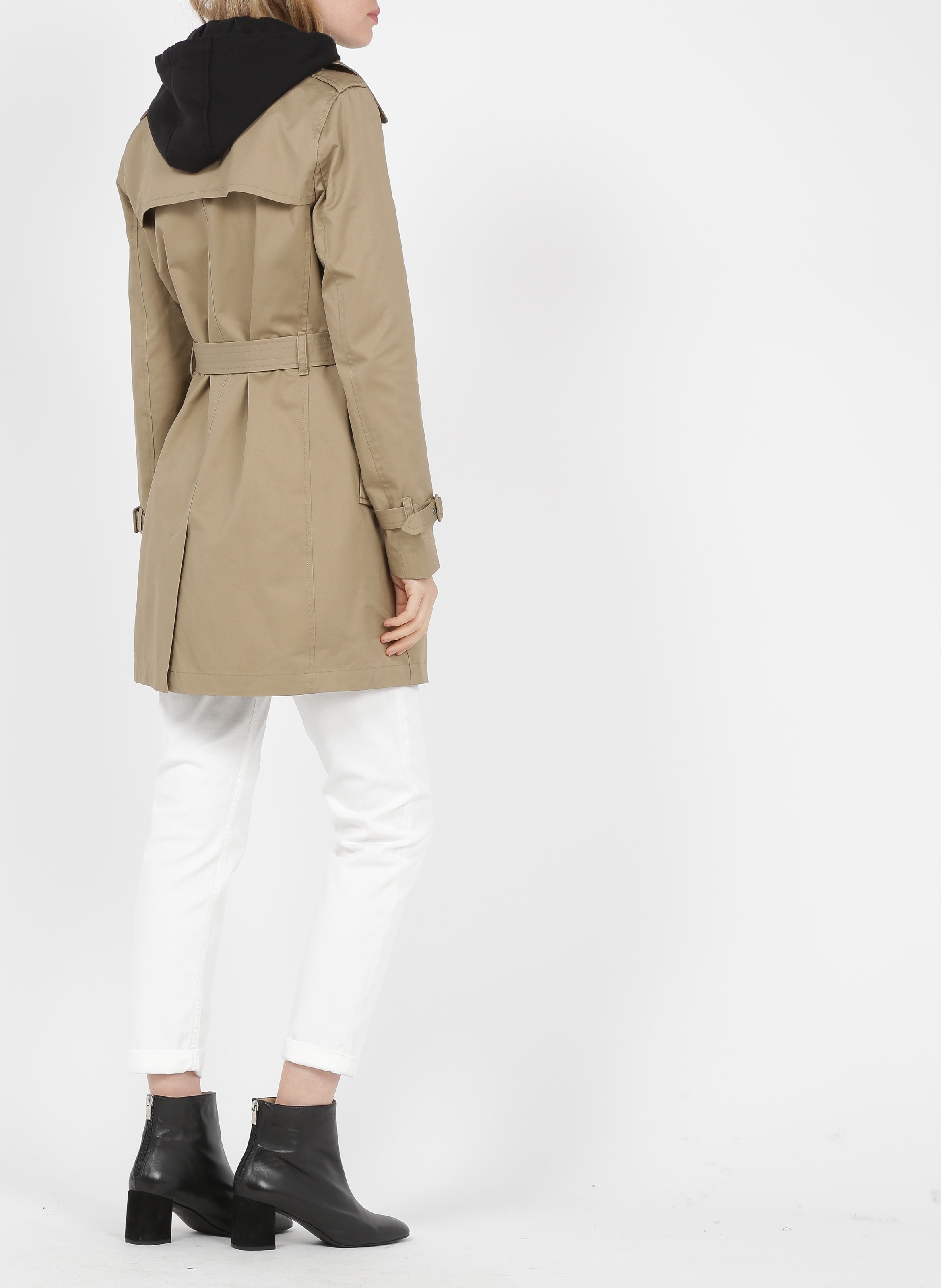 Cotton trench coat with detachable hood IKKS Beige
