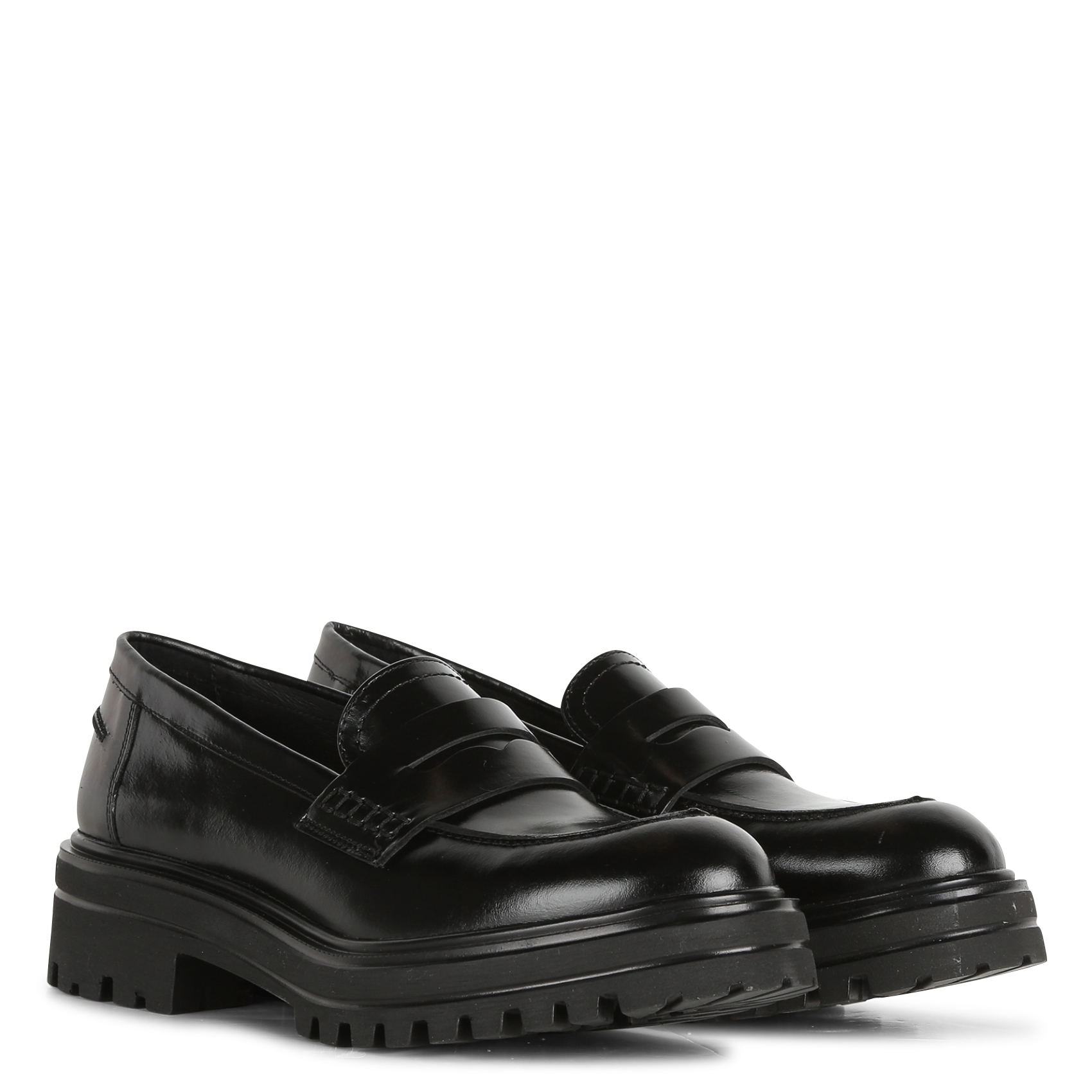 Leather loafers with lugged sole JONAK Black