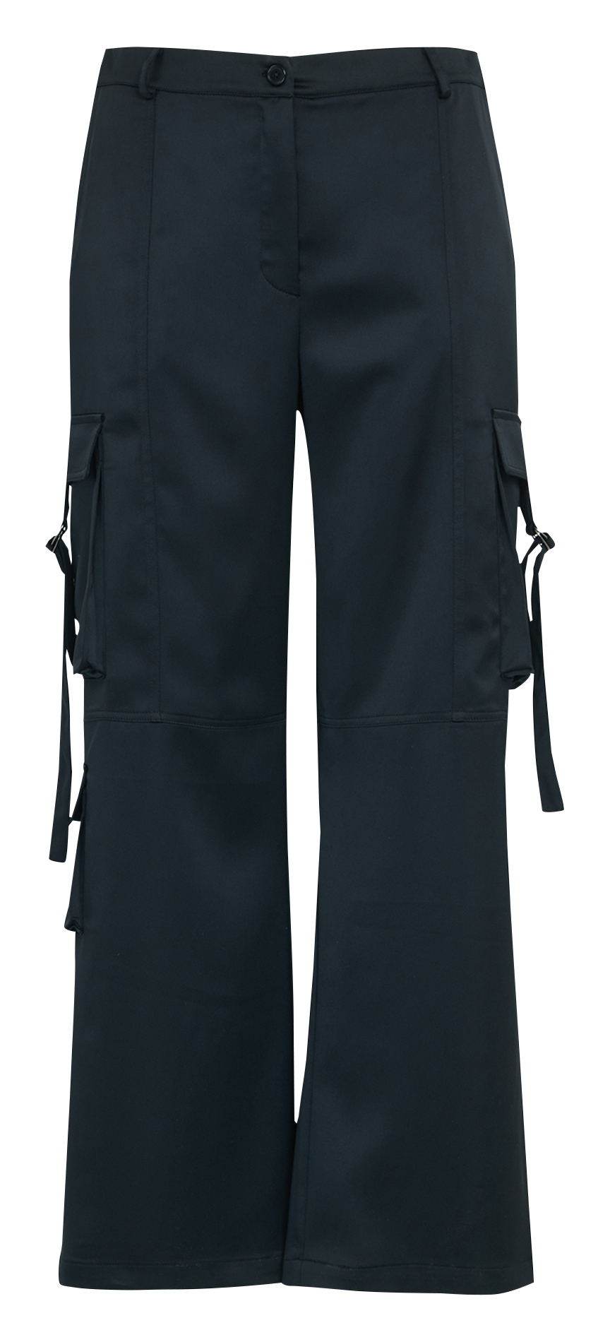 Straight satin cargo pants MAT FASHION Black