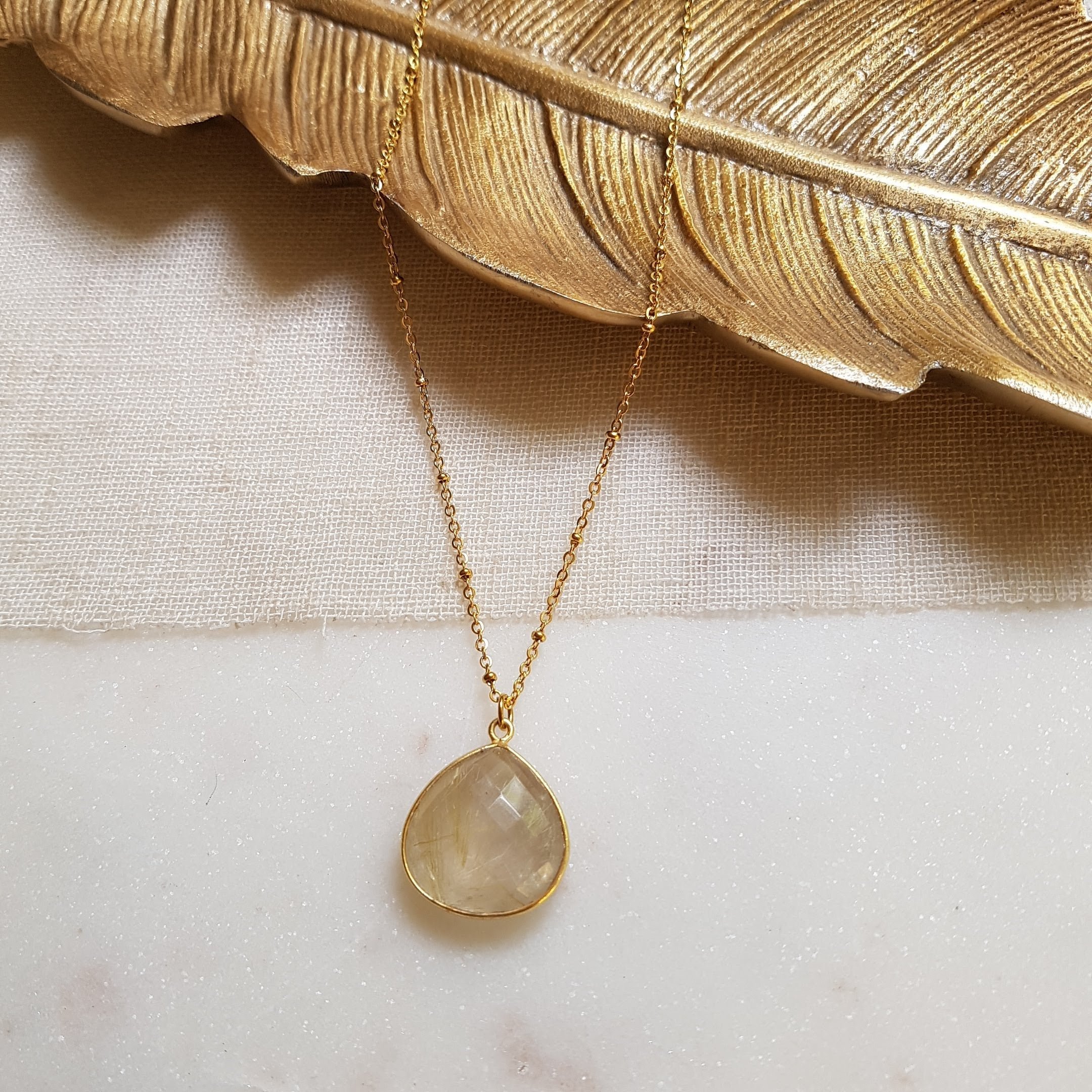 Golden rutile necklace GINANDGER Yellow