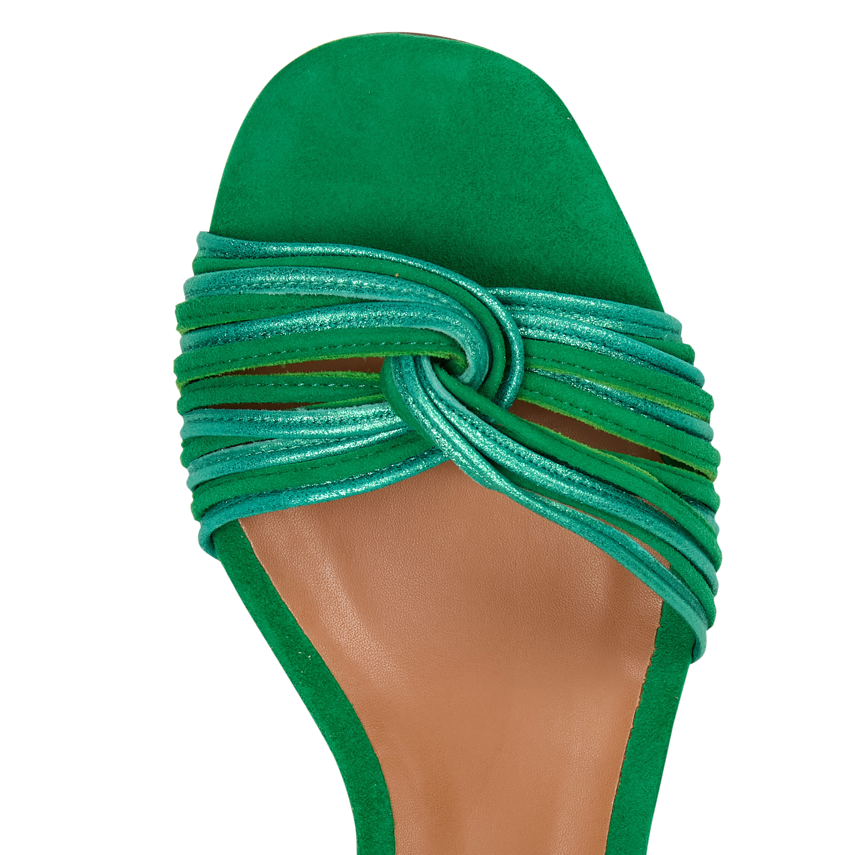 Offene Sandalen mit kleinem Absatz aus Veloursleder MAISON TOUFET Grun