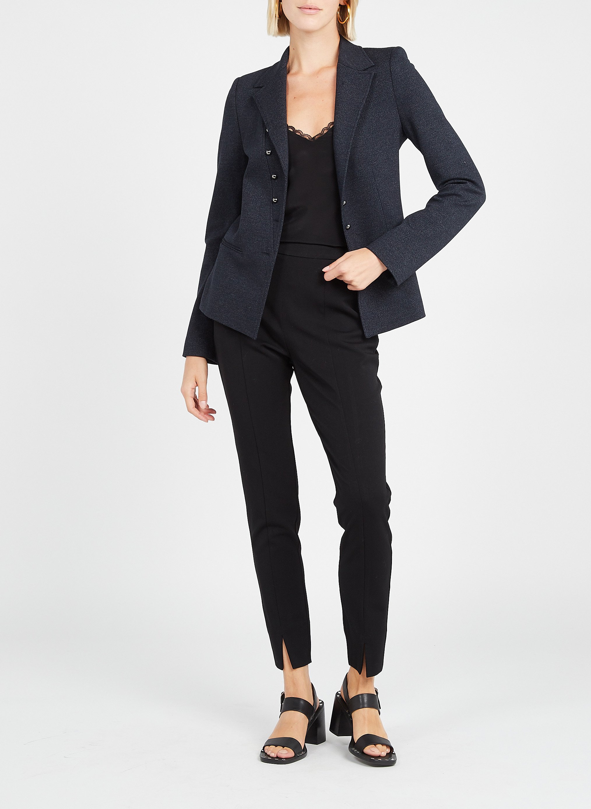 Slim-fit stretch fabric pants IKKS Black