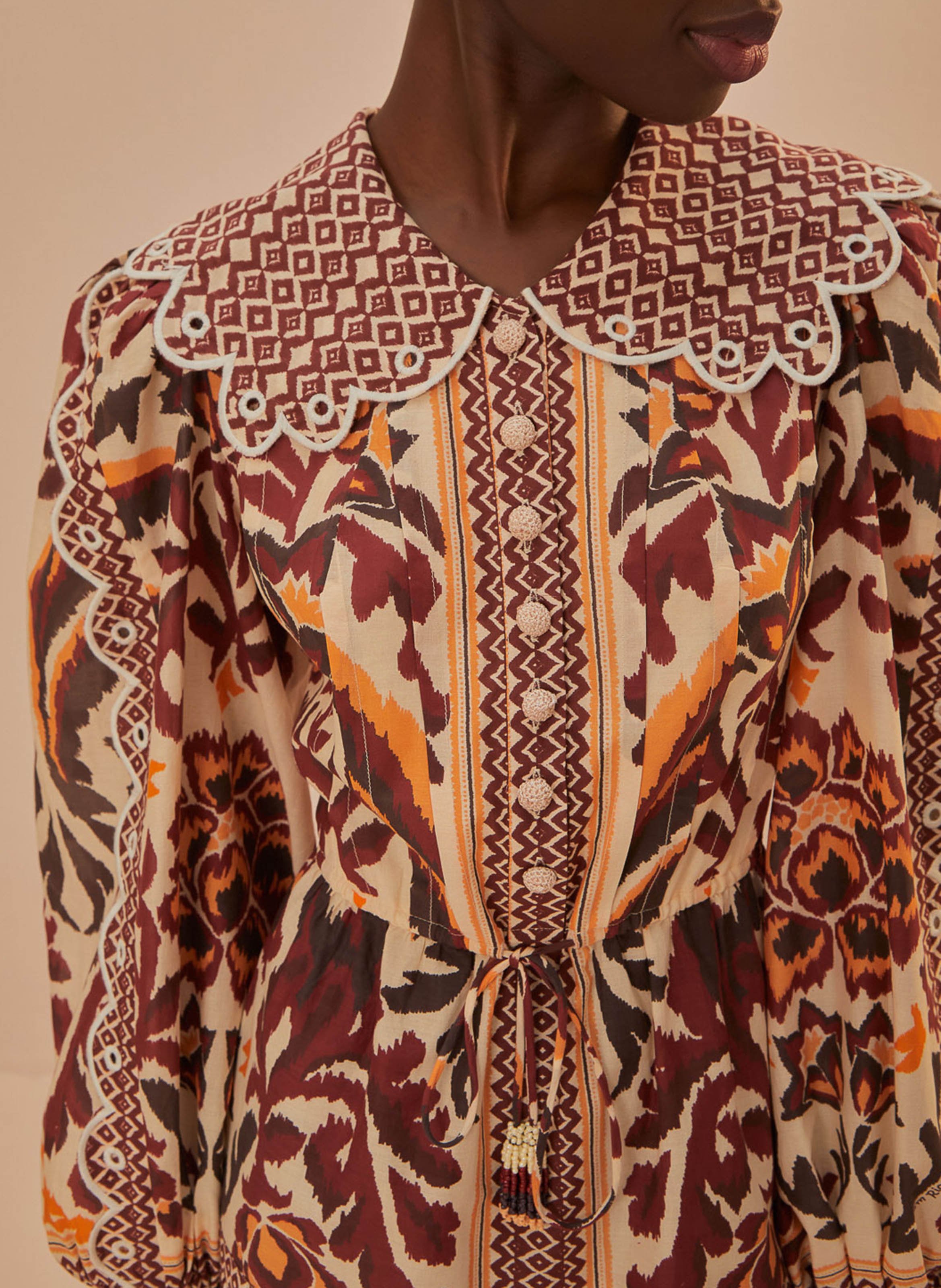 Short cotton printed dress FARM RIO Multicolored