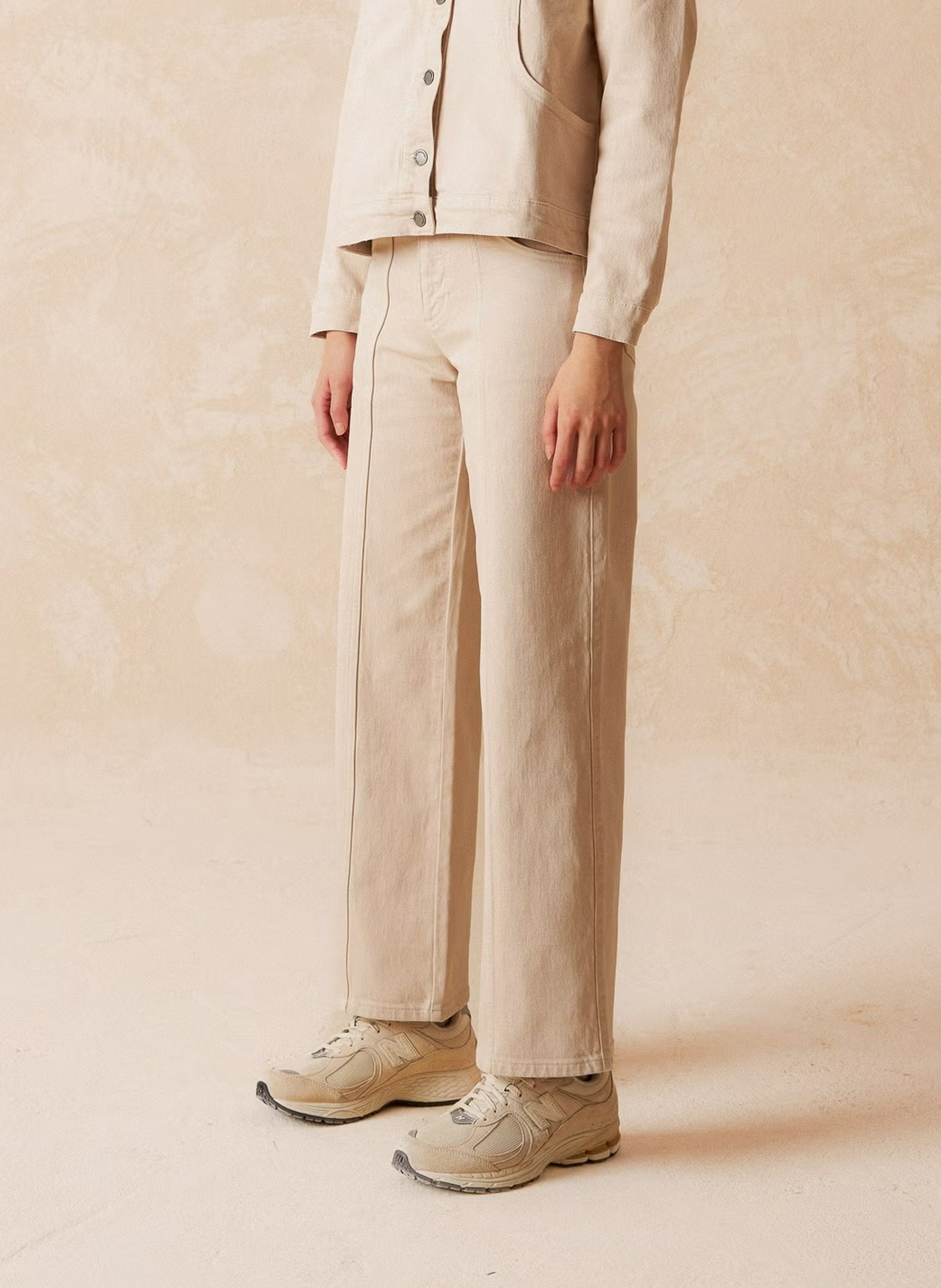 Jean large en coton mélangé INDI & COLD Beige