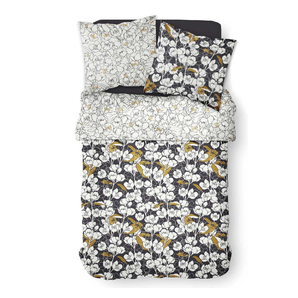 Floral printed cotton bedding set TODAY LINGE DE MAISON White