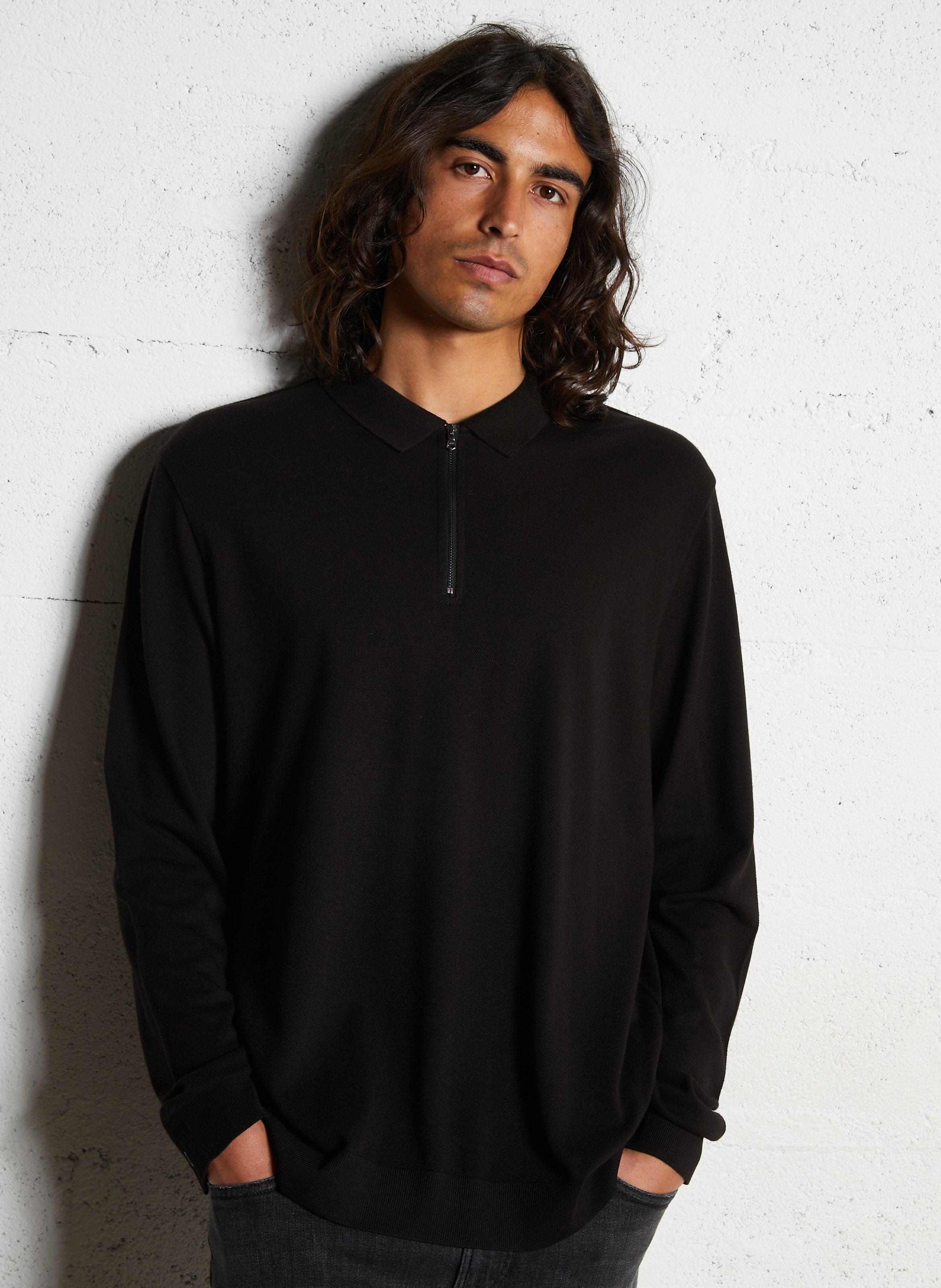 Straight cotton-blend polo shirt IKKS Black