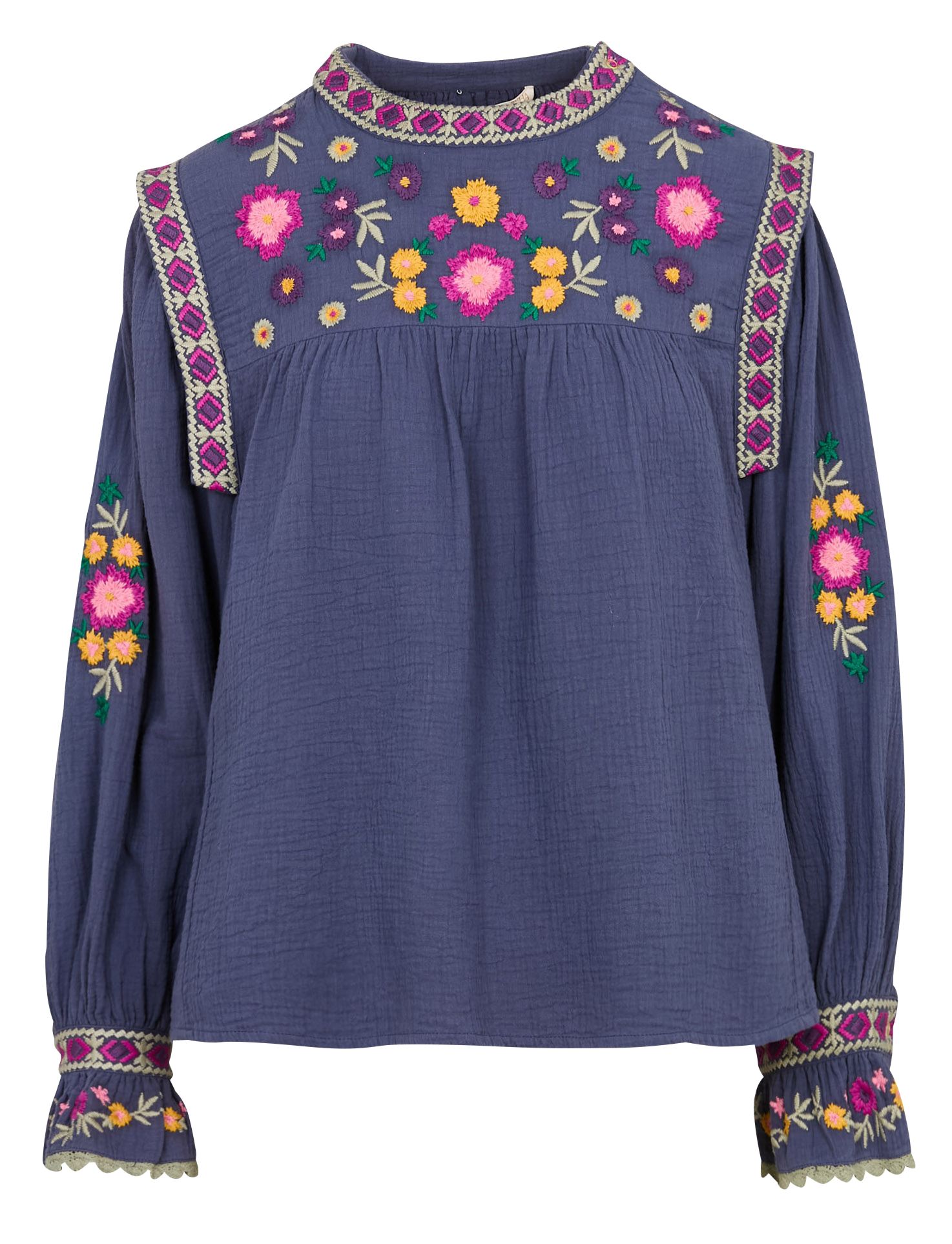 Round-neck cotton blouse LOUISE MISHA Blue