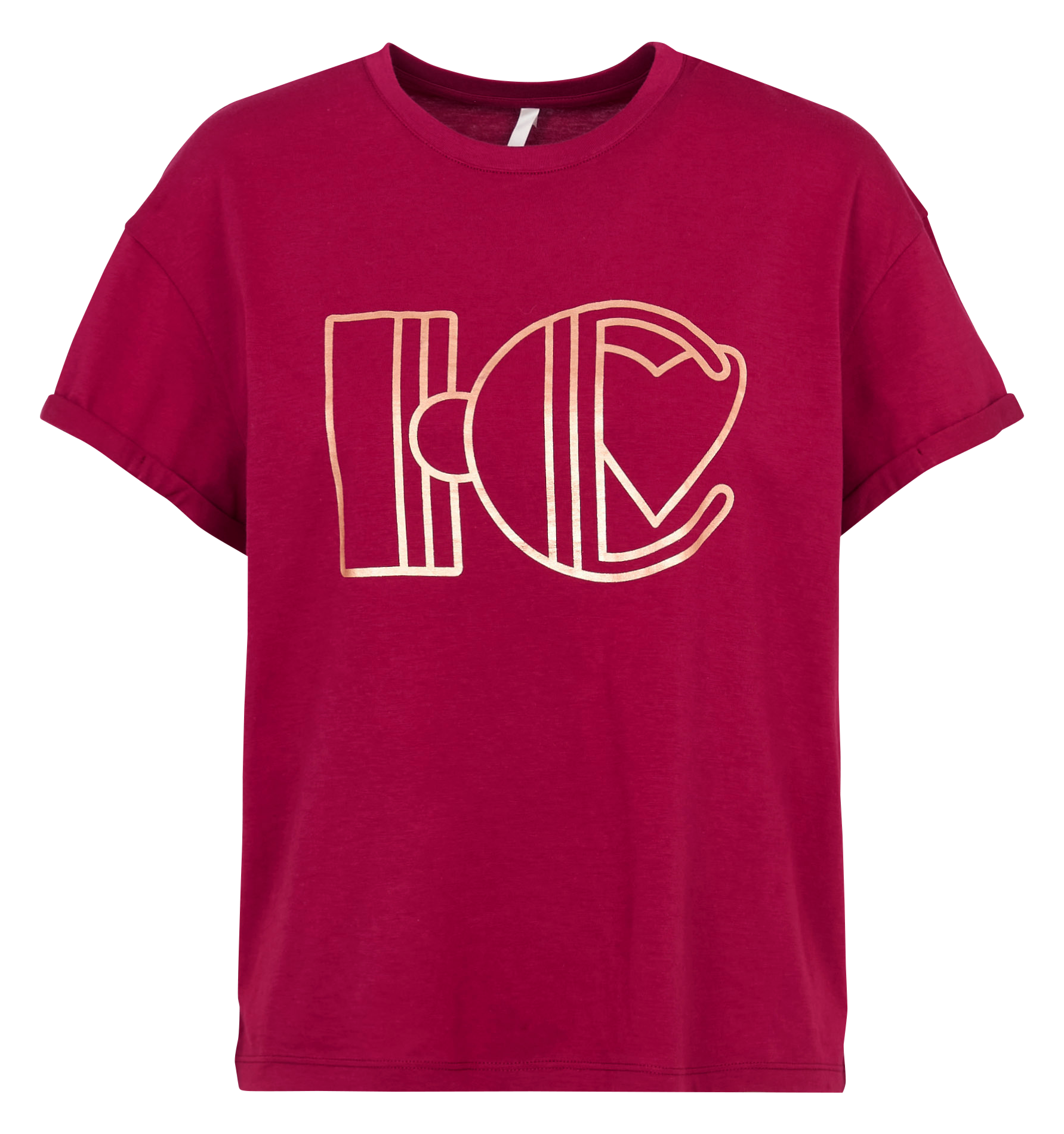 T-shirt dritta scollo tondo serigrafata in cotone I CODE Rosa