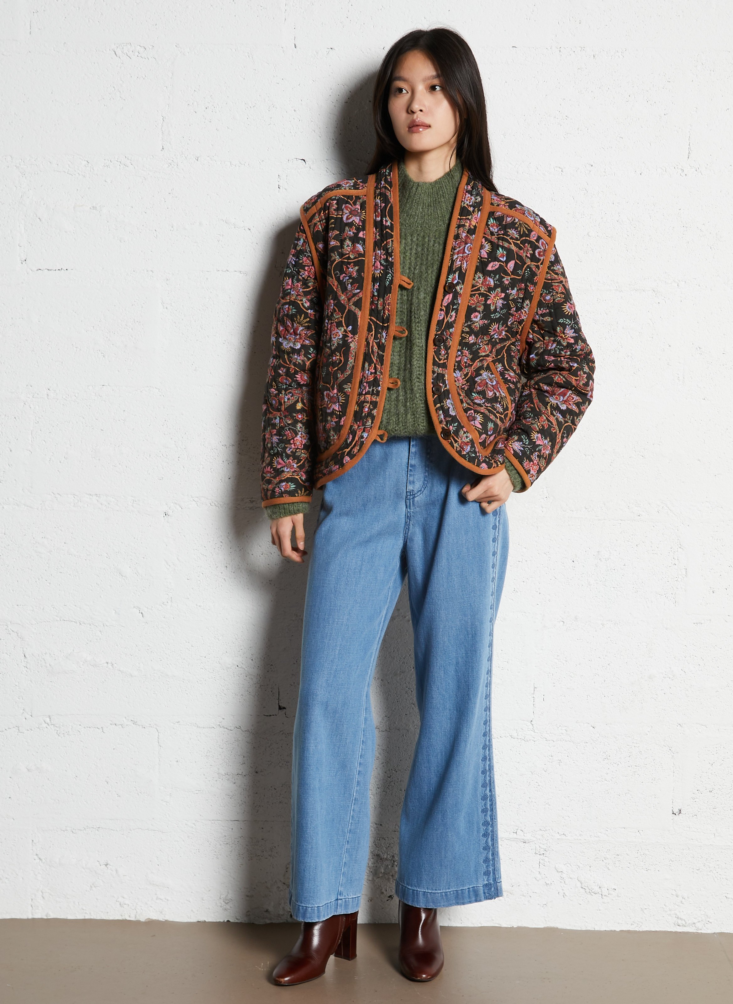 Floral print v-neck jacket LOUISE MISHA Black