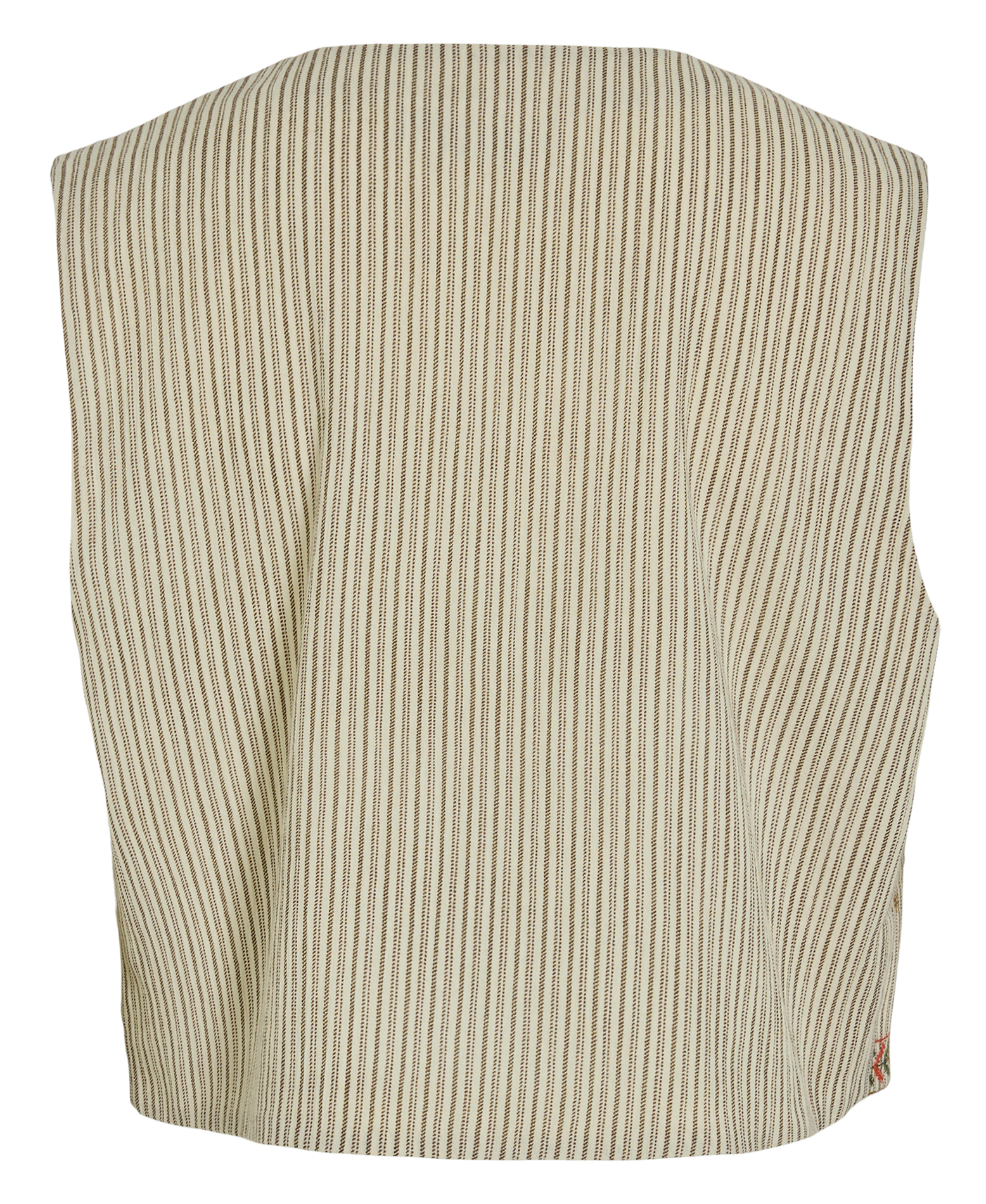 Gerade geschnittene Baumwollweste mit Stickerei Beige