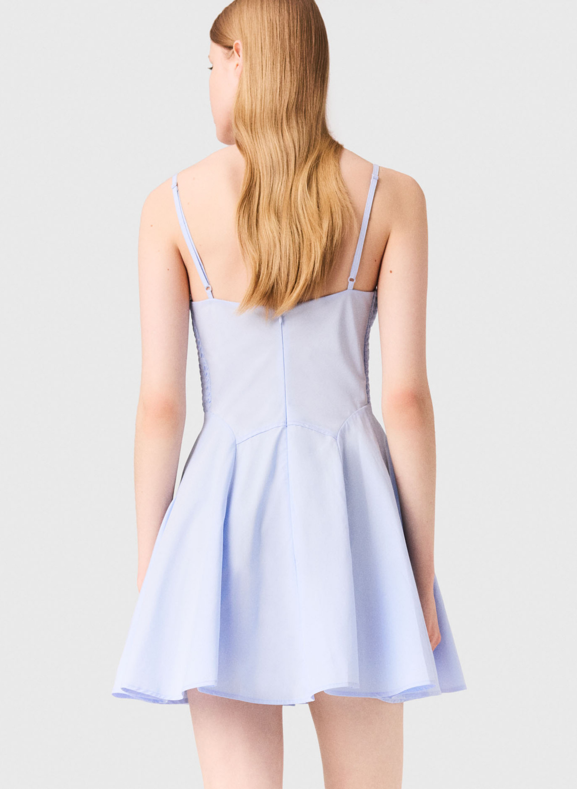 Robe courte en coton MAJE Bleu