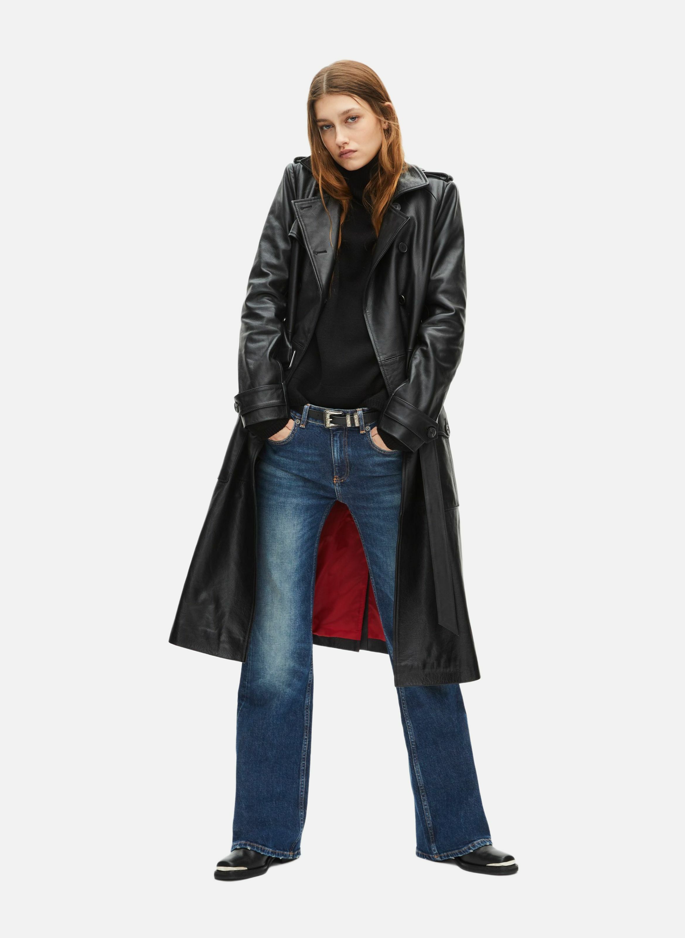 Long leather trench coat THE KOOPLES Black