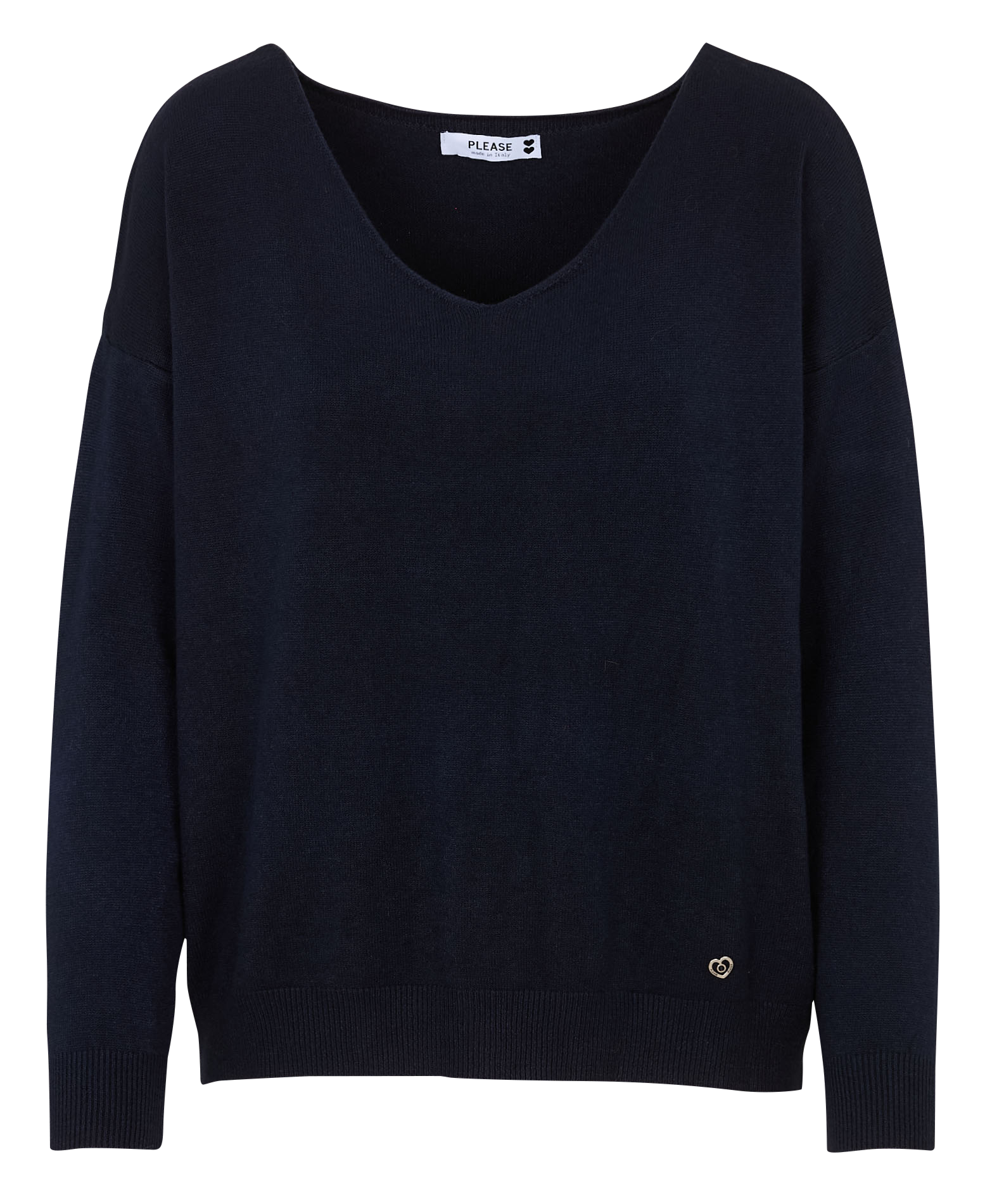 Pull droit col V uni PLEASE Bleu