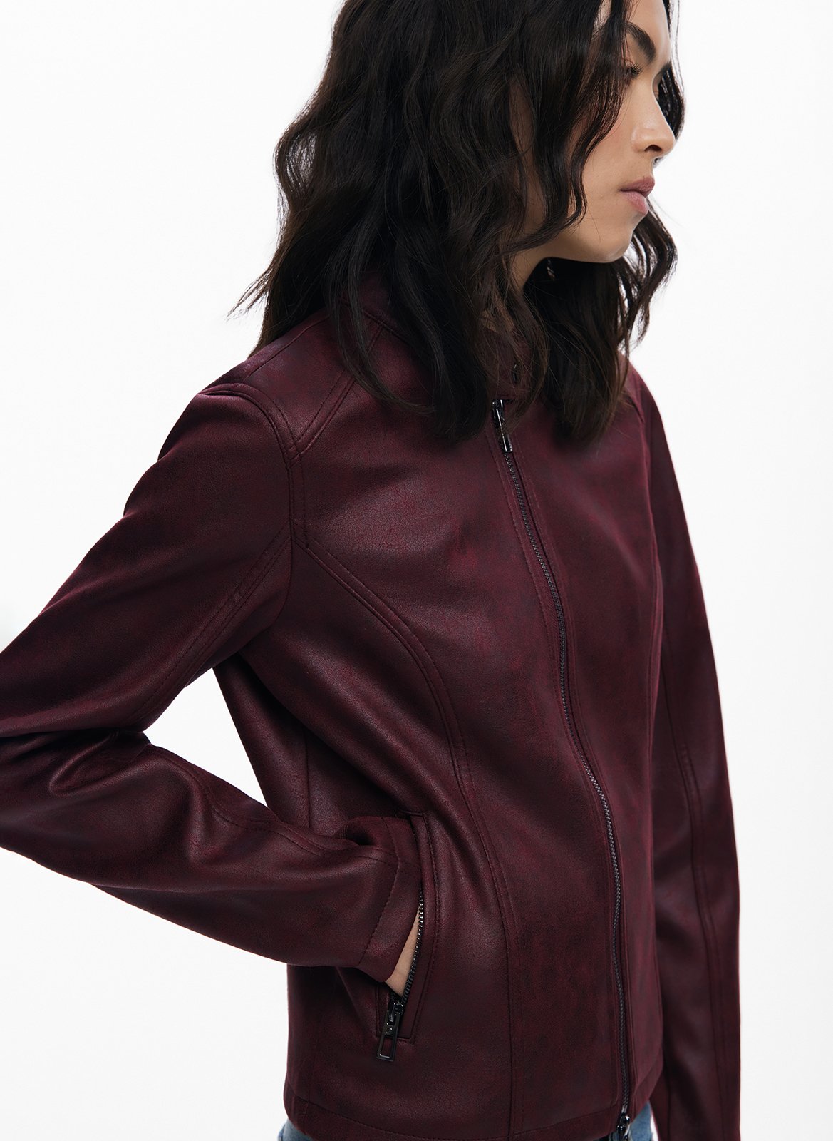 Veste col rond effet cuir DESIGUAL Rouge