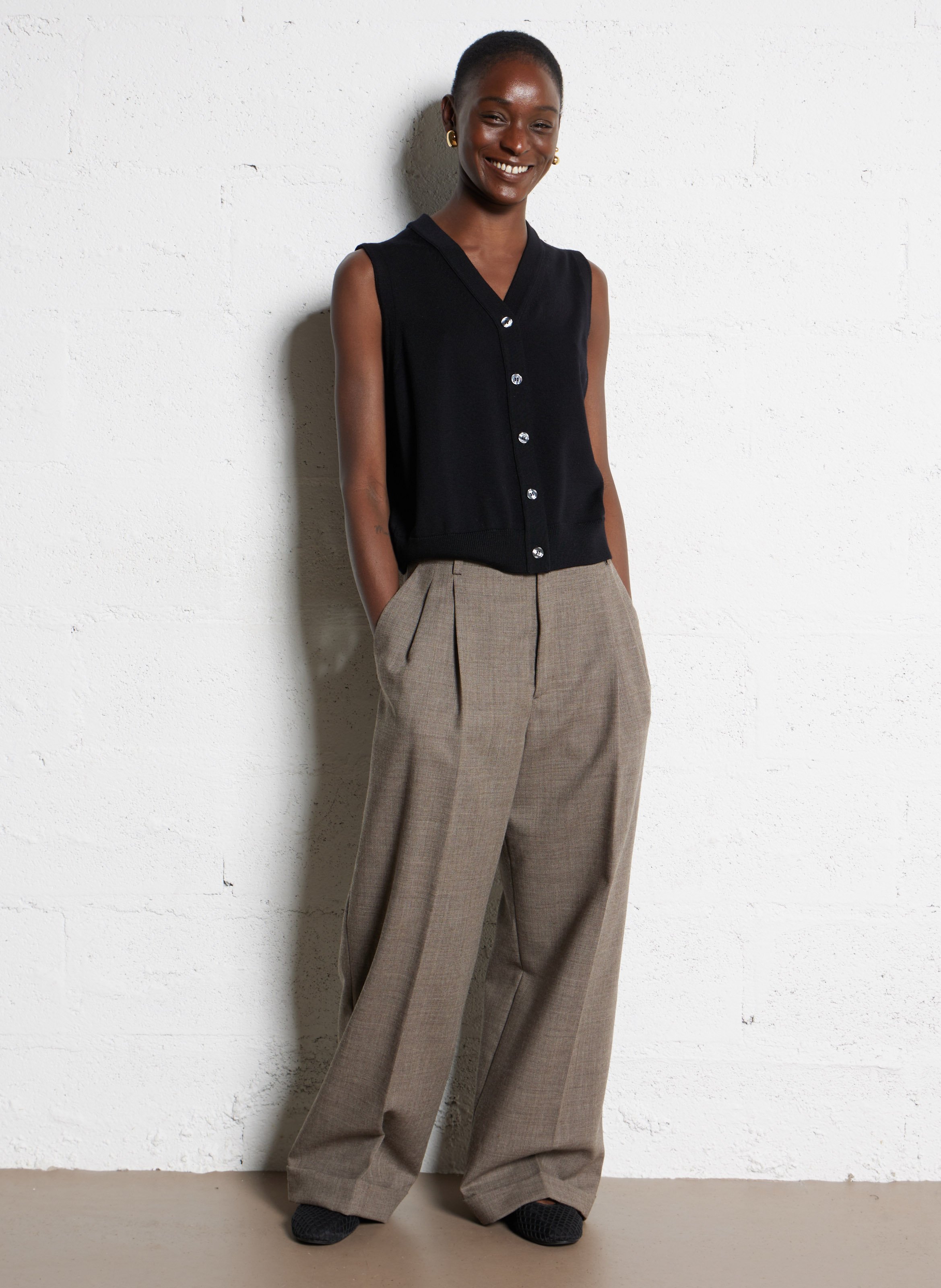 Wide wool trousers SOEUR Brown