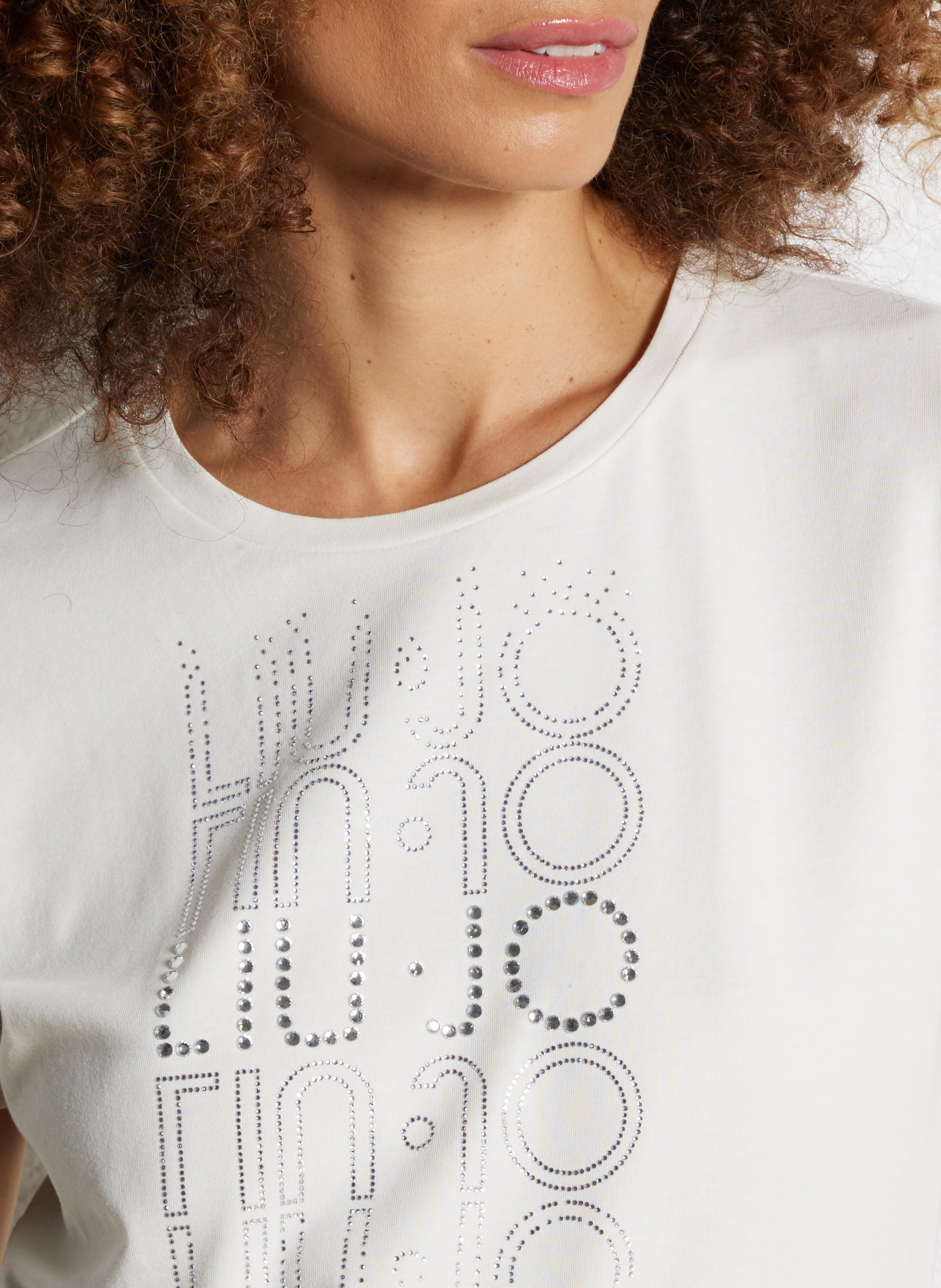 Round-neck diamanté T-shirt LIU JO White