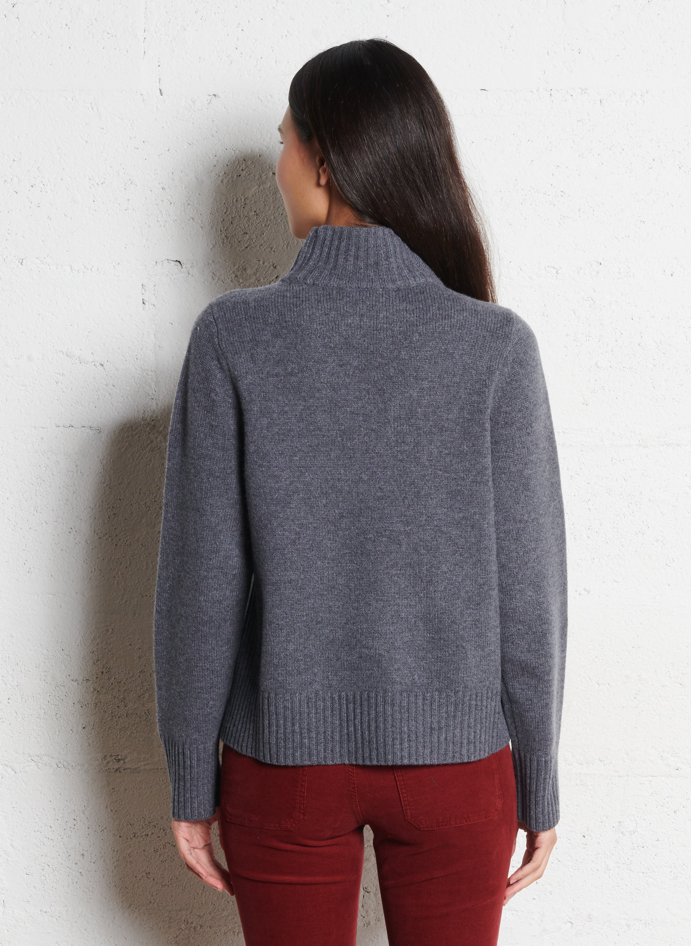 Merino wool regular fit sweater with high collar PETITE MENDIGOTE Grey