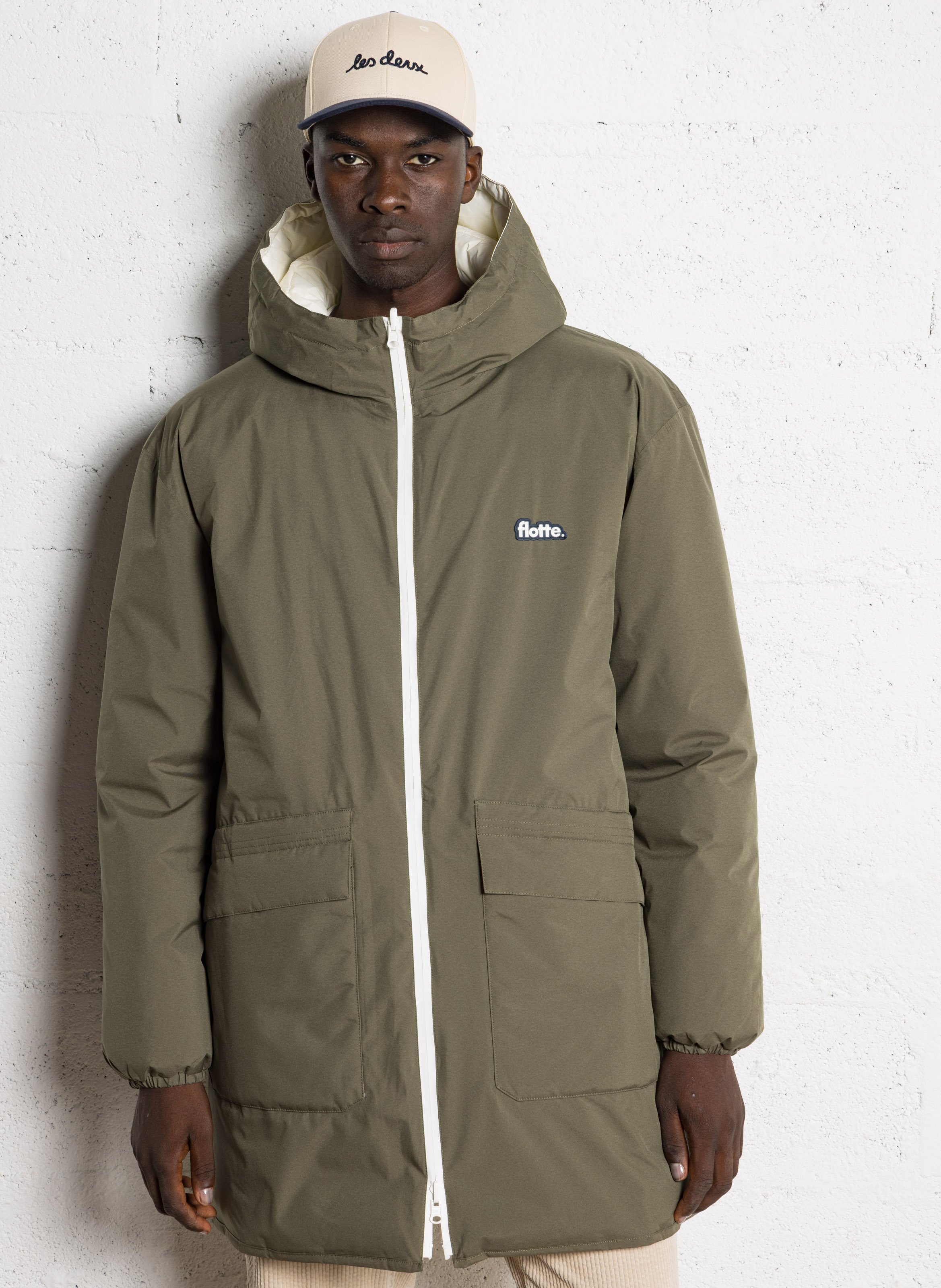 Doudoune longue col montant réversible  FLOTTE Kaki