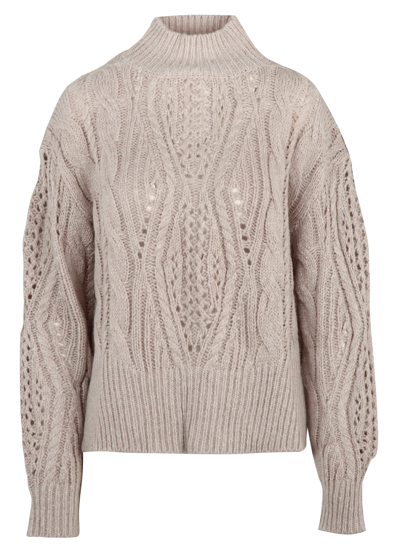 Pull oversize col montant en maille torsadée KOOKAI Marron