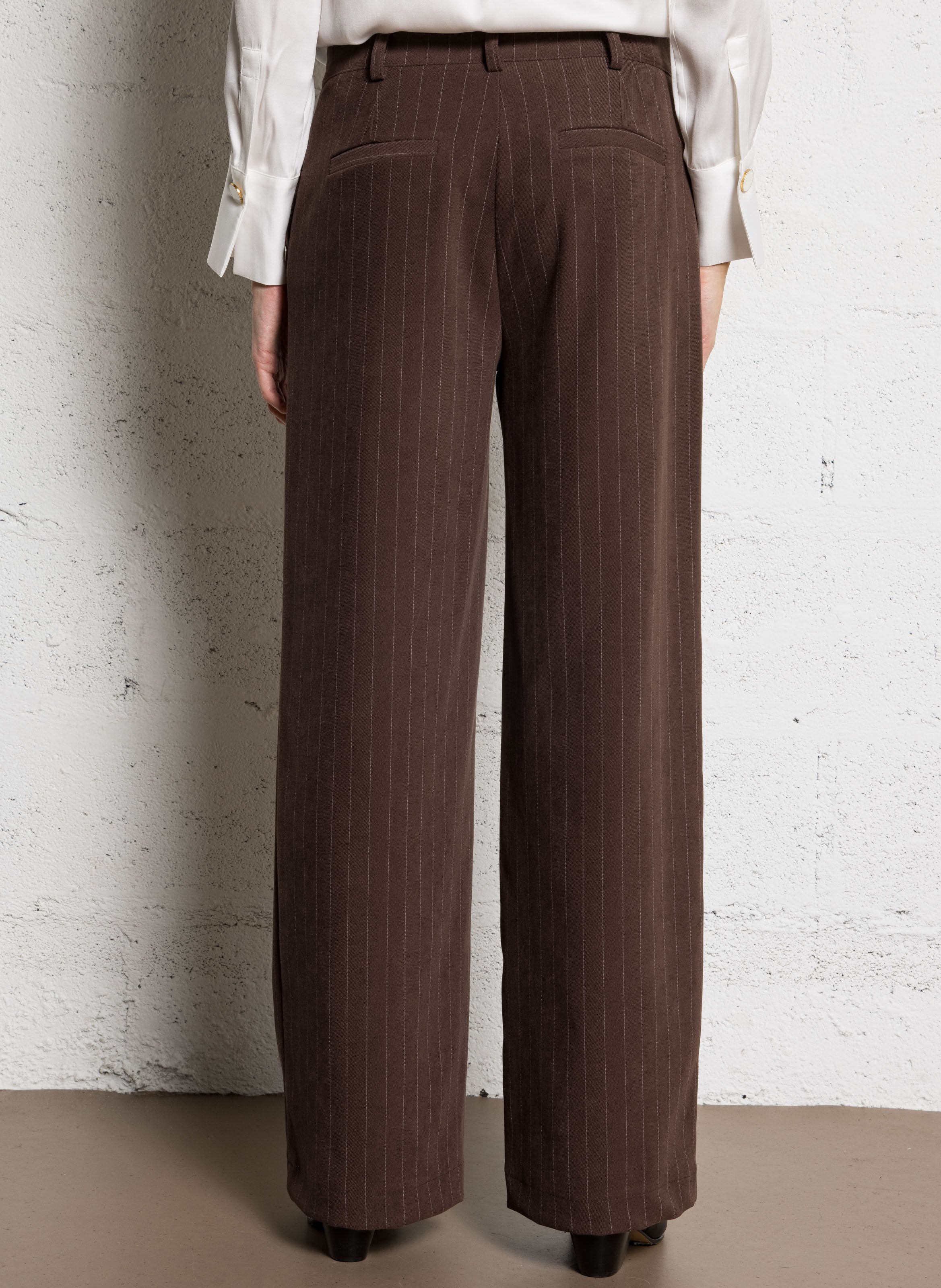 Pantalon large à rayures PLEASE Marron