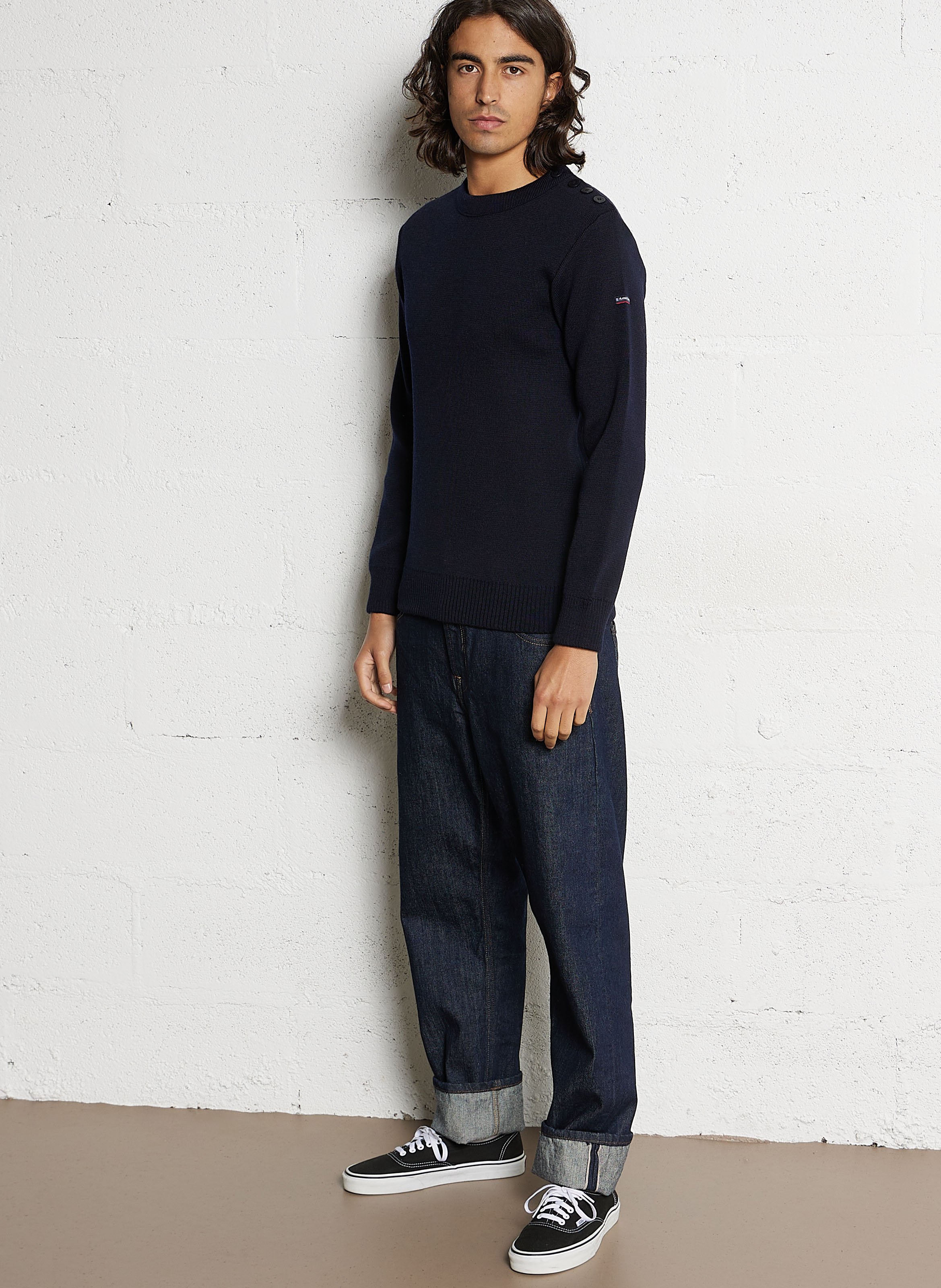 Pull droit col rond en laine ARMOR LUX Bleu