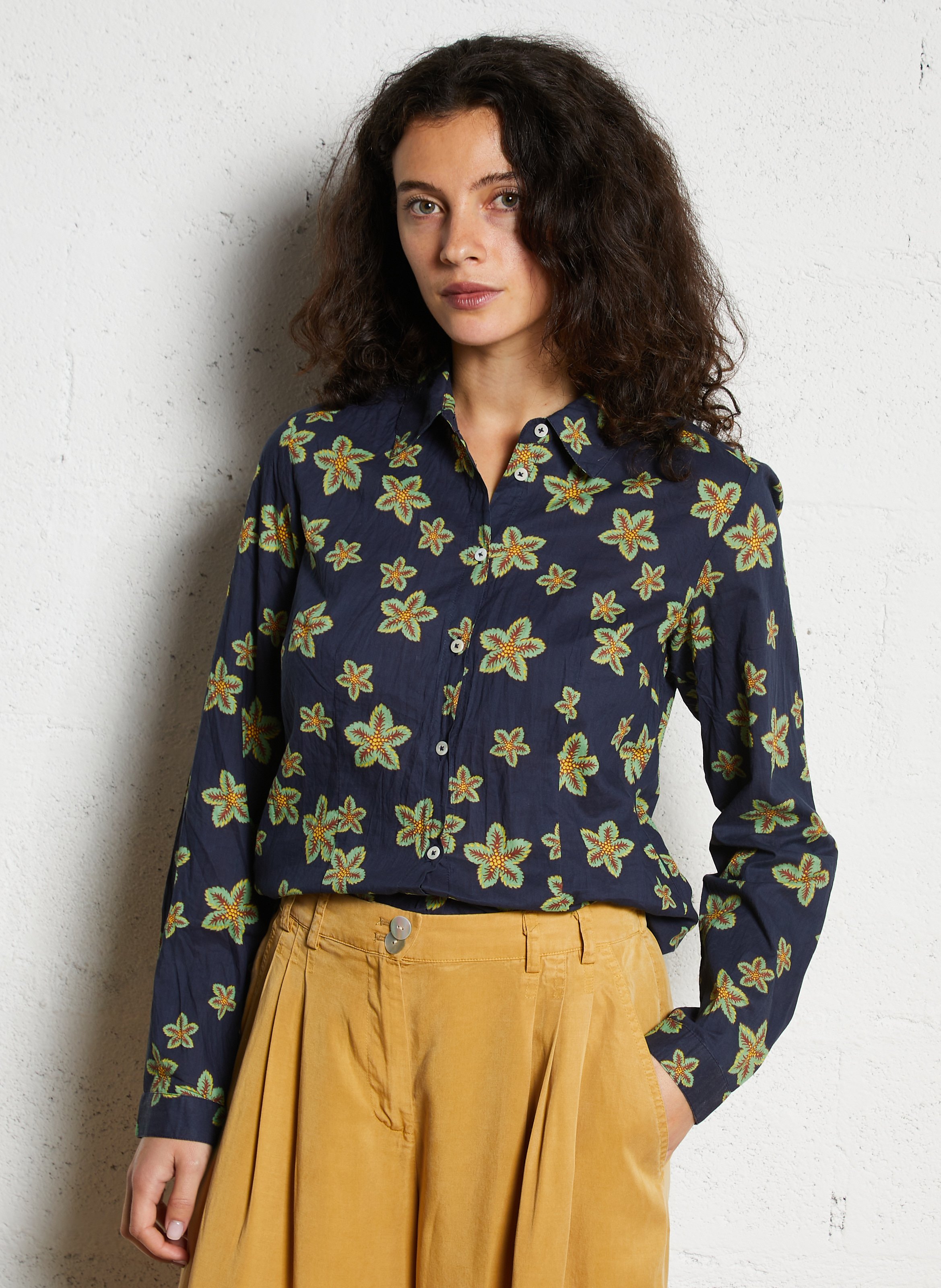 Chemise col classique imprimée en coton NICE THINGS Bleu