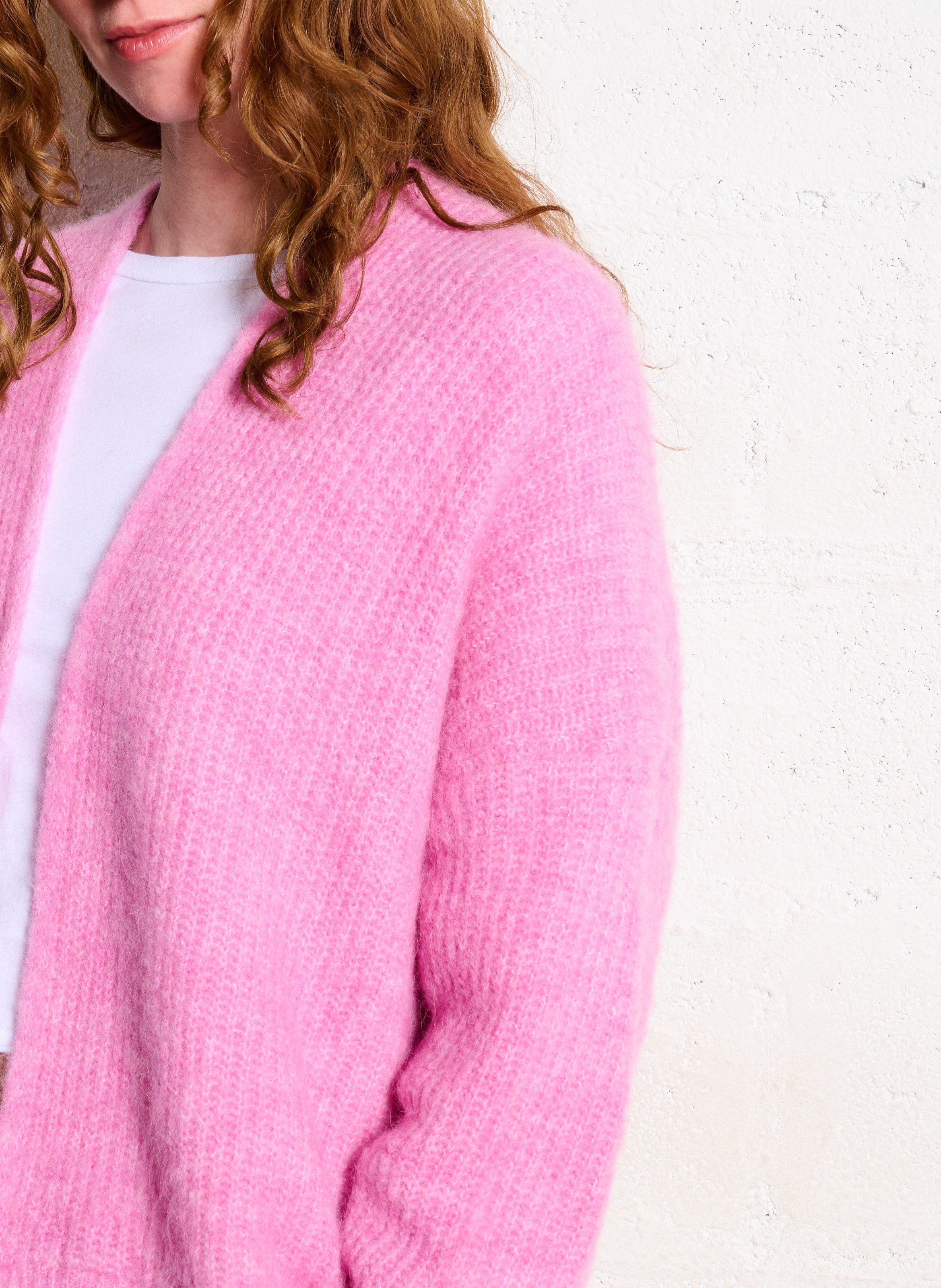 Open wool and alpaca blend cardigan AMERICAN VINTAGE Pink