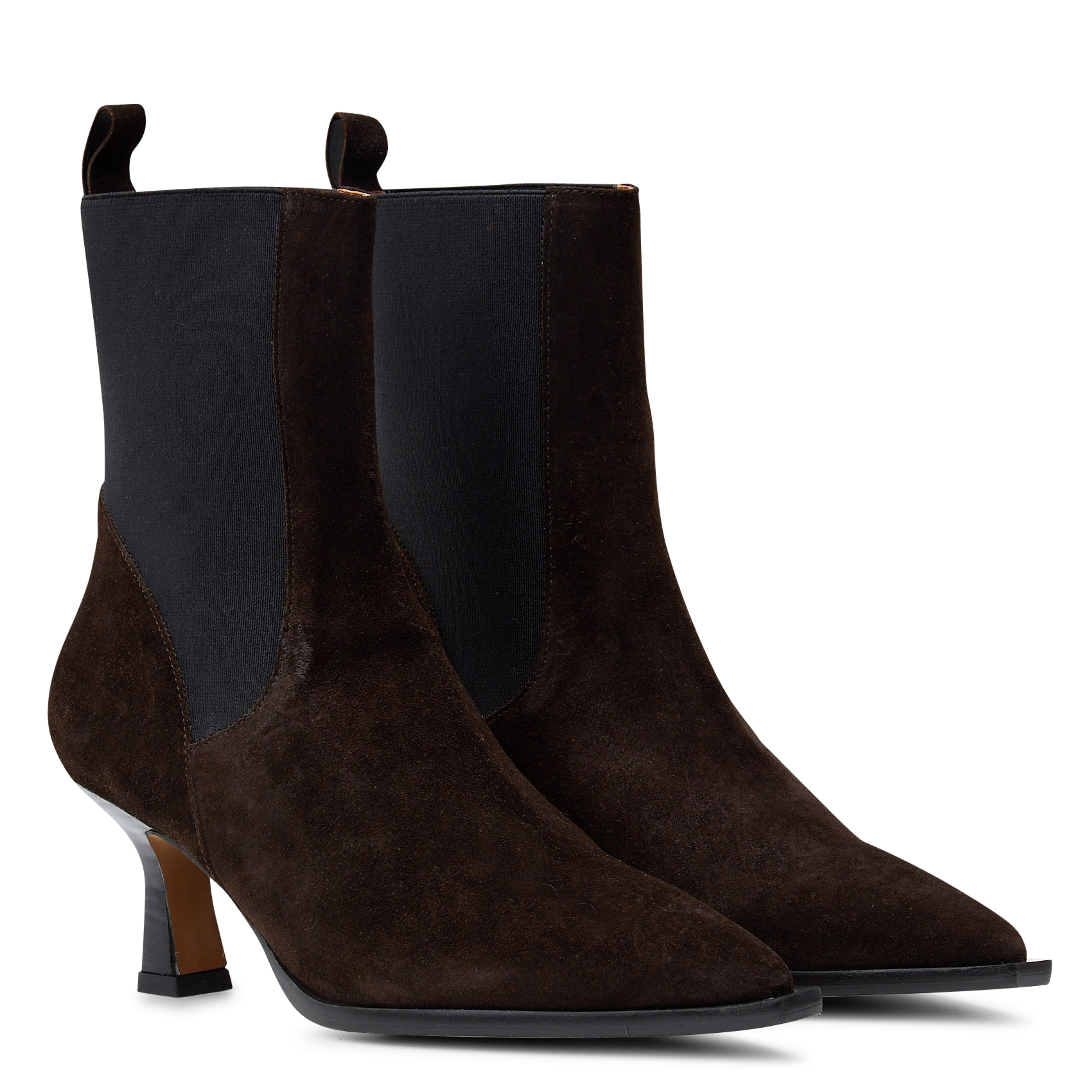 Bottines Chelsea à talons en cuir velours ANGEL ALARCON Marron