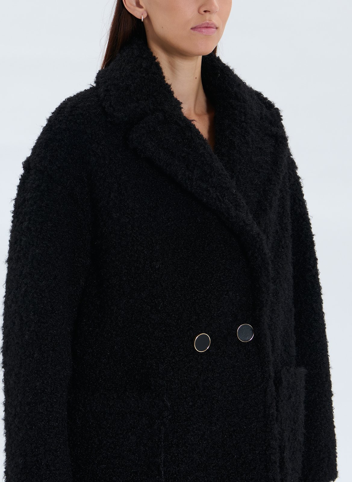 Mid-length coat in curly faux fur ZAPA Black