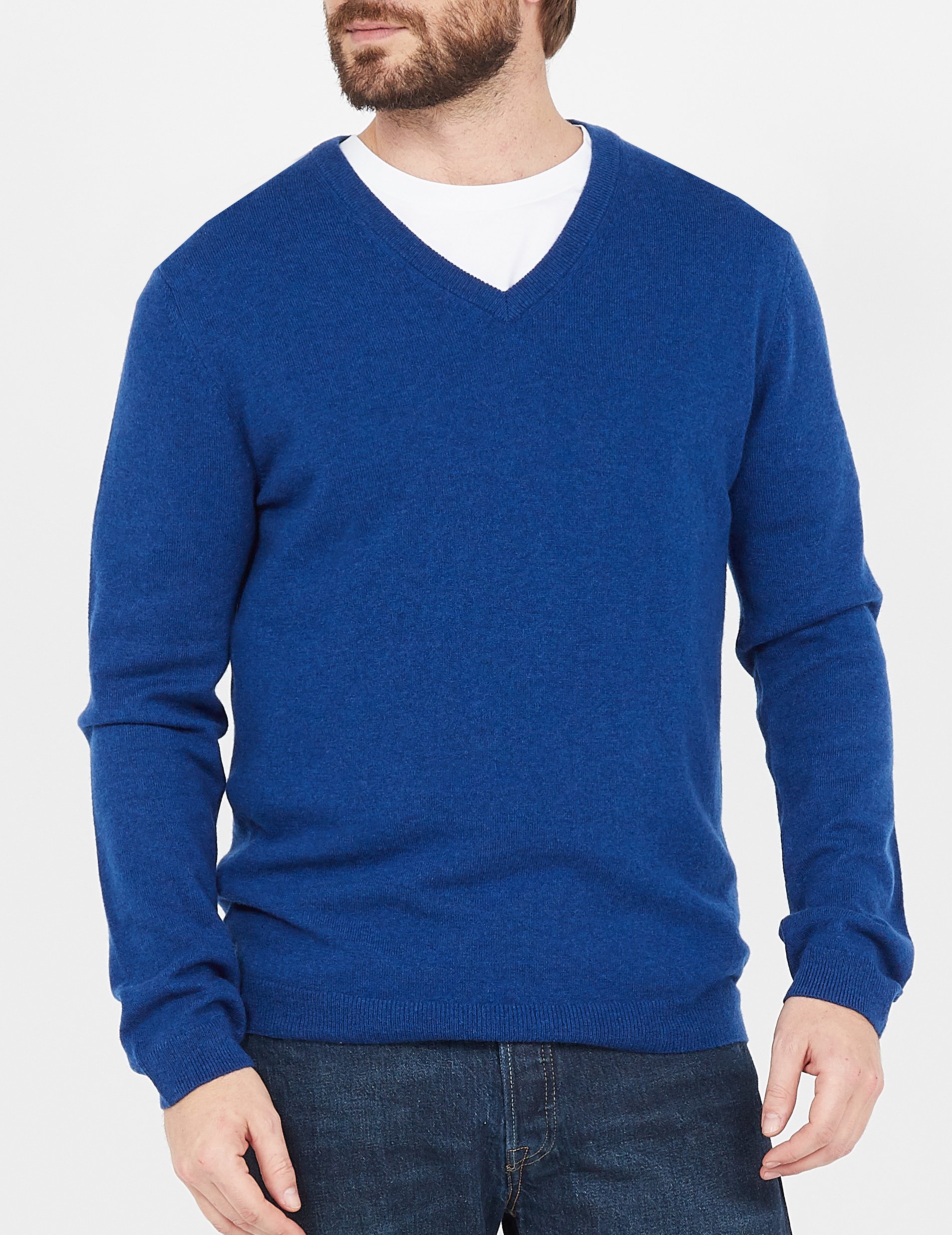 Kaschmirpullover mit V-Ausschnitt, Regular Fit AU PRINTEMPS PARIS Blau