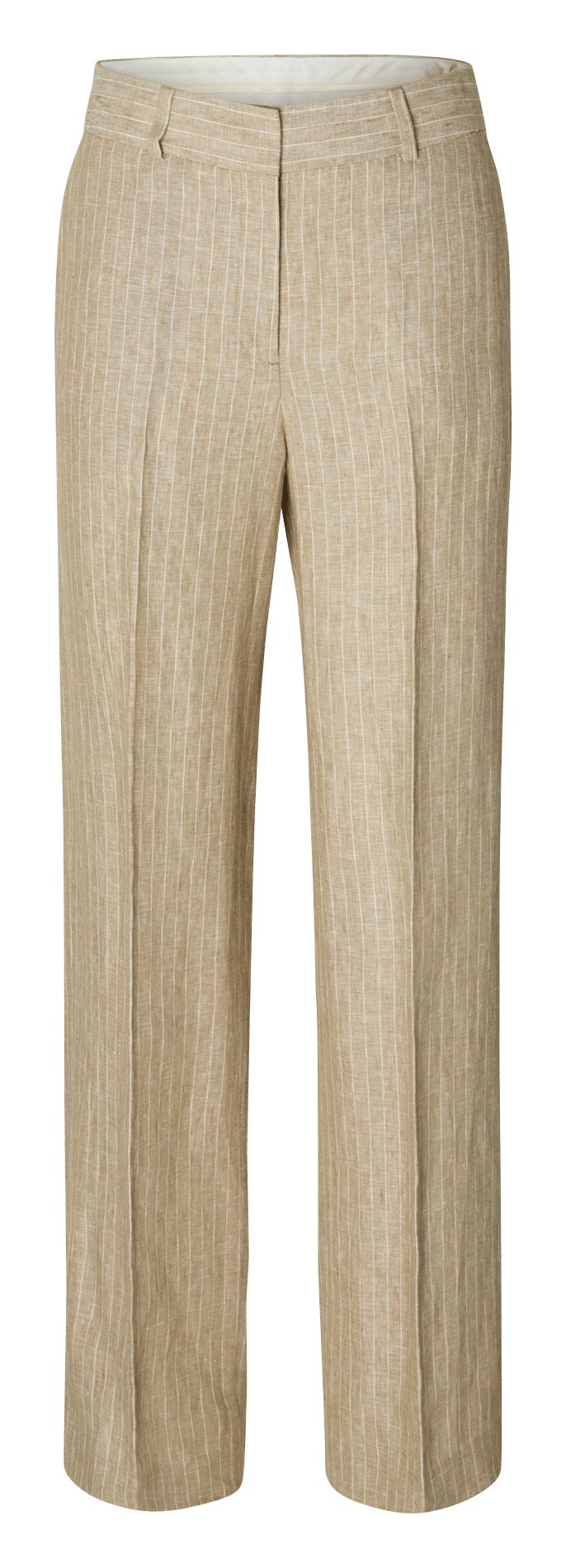 Pantalon droit en lin rayé SELECTED Gris