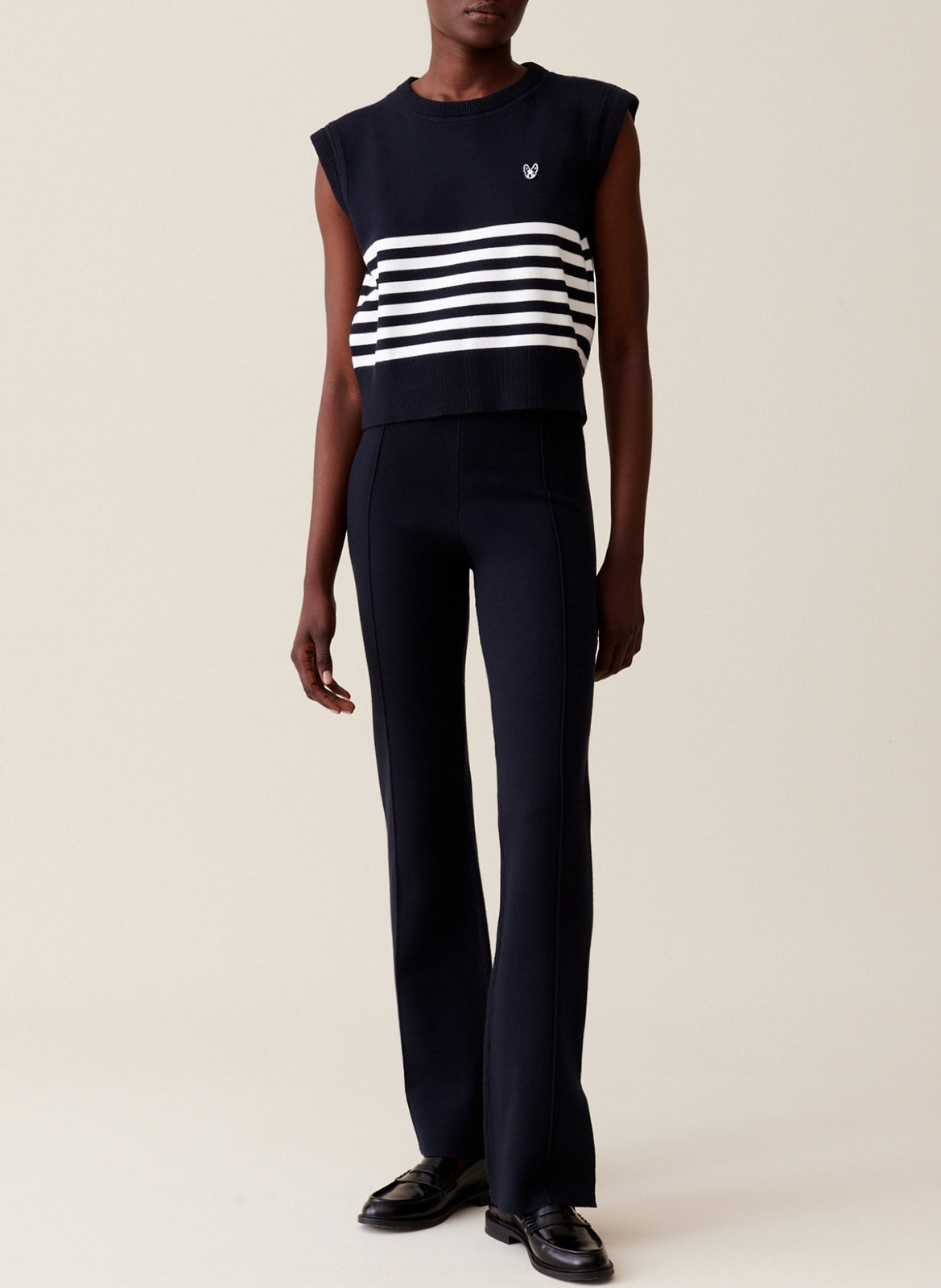 Pantalon flare en maille CLAUDIE PIERLOT Bleu